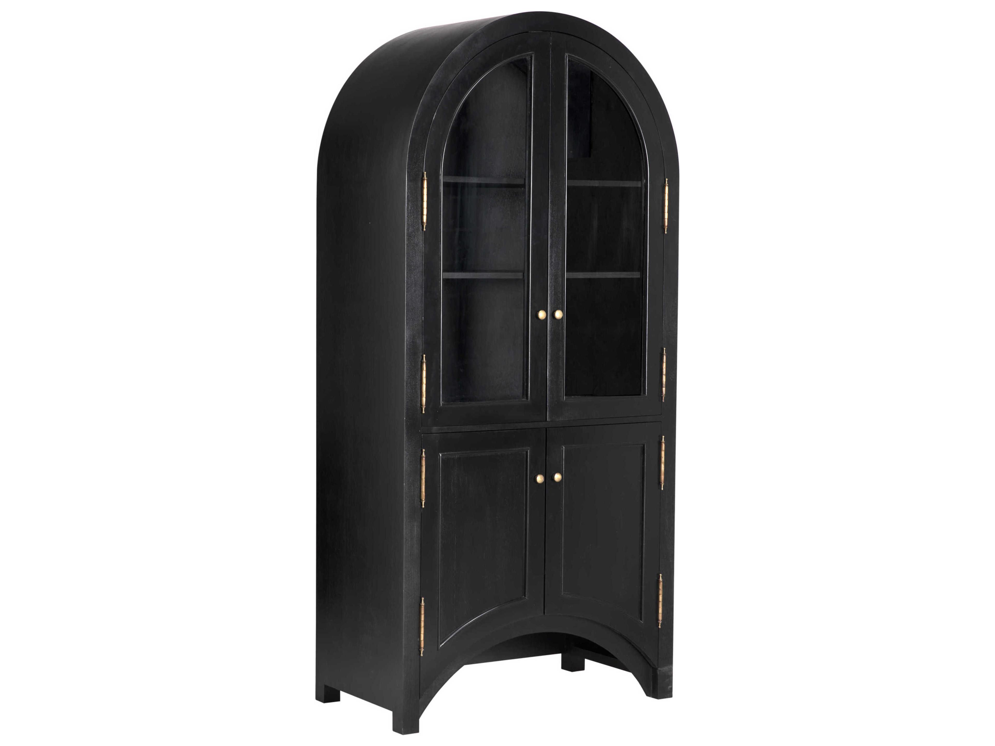 Noir Haring Mahogany Wood Hand Rubbed Black Display Cabinet