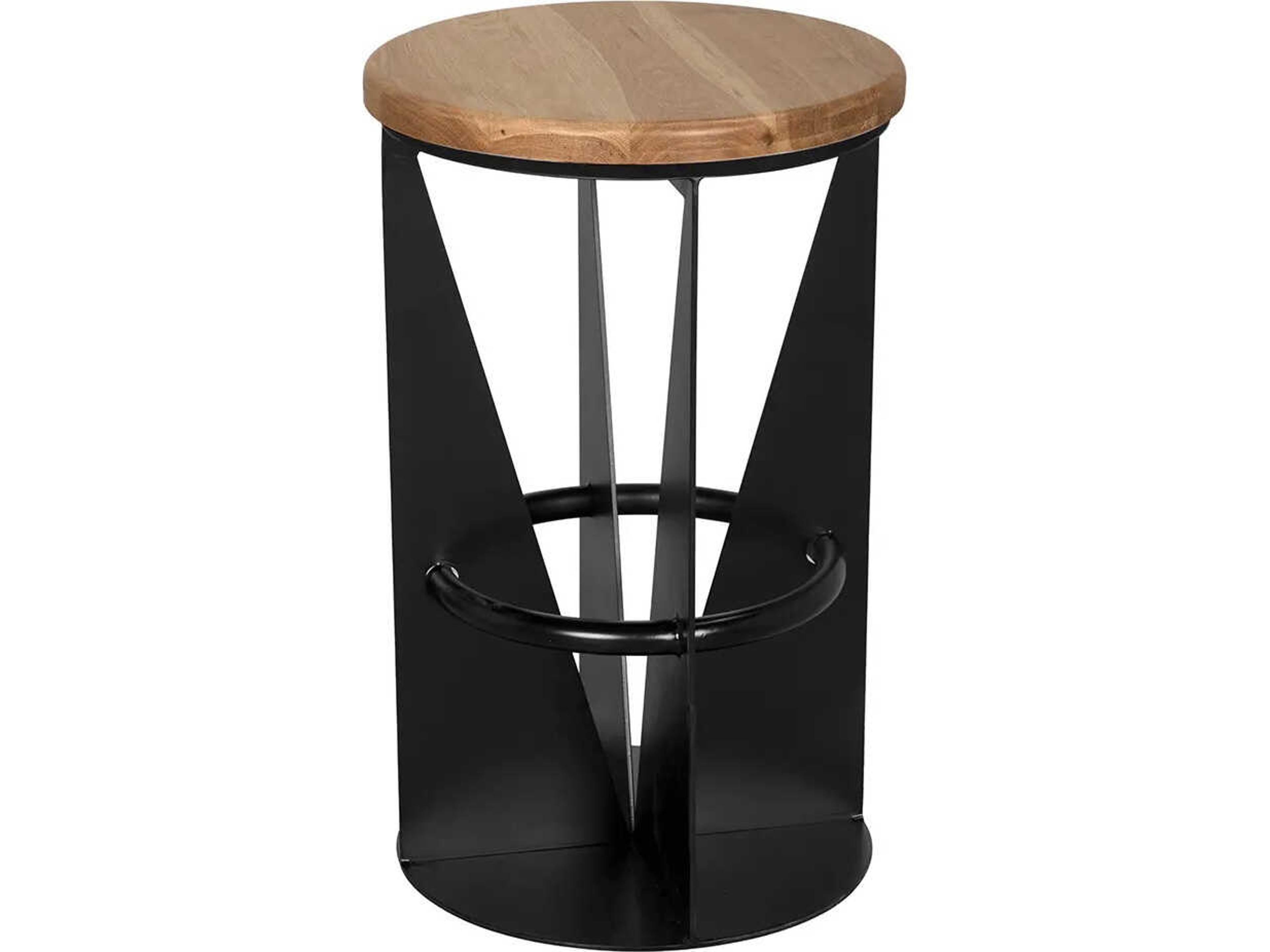 Noir Nagoya Matte Black Oak Wood Counter Stool