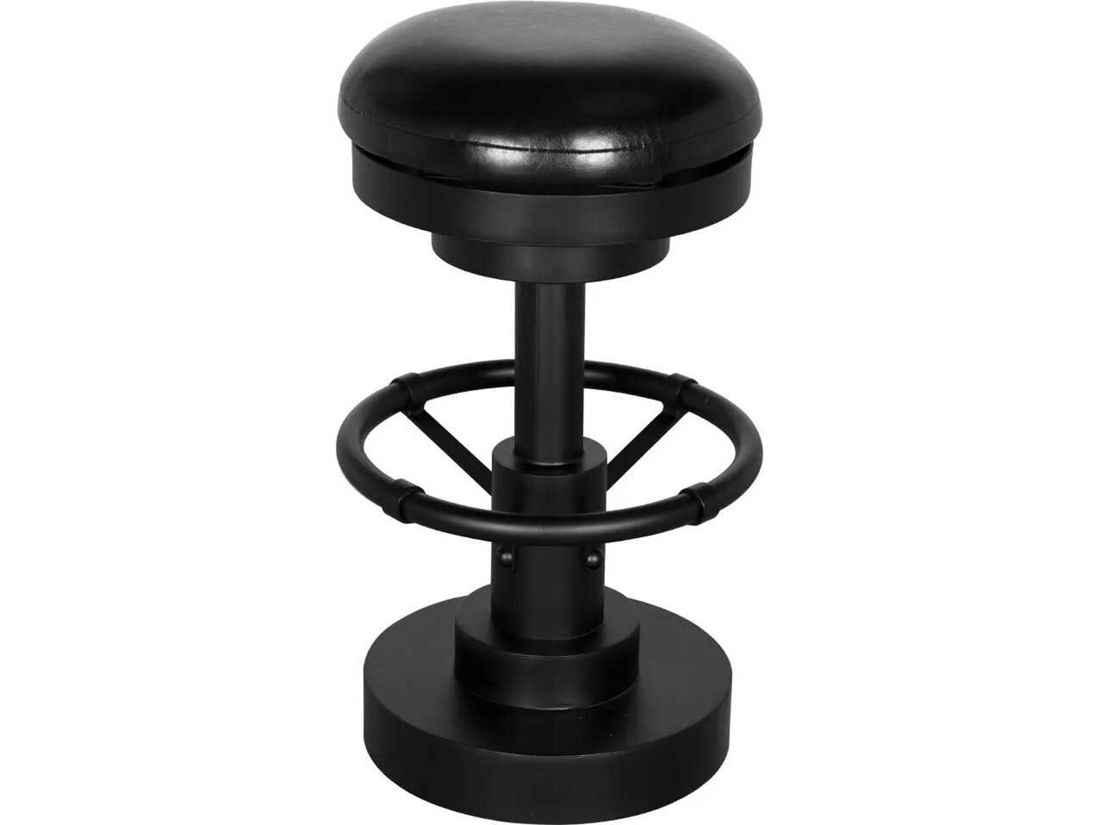 Noir Brisbane Matte Black Leather Counter Stool