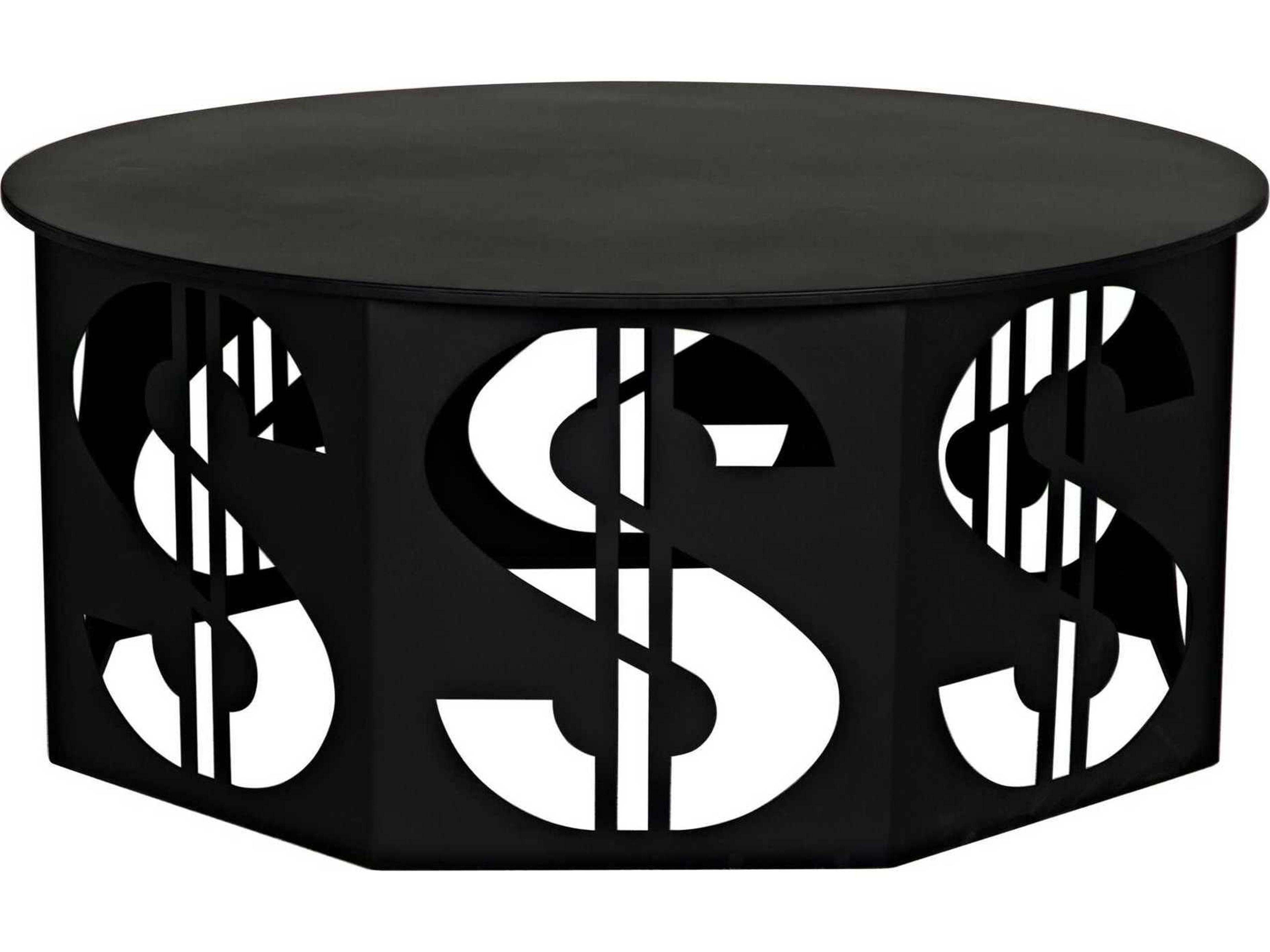 Noir Octagon Metal Matte Black Coffee Table