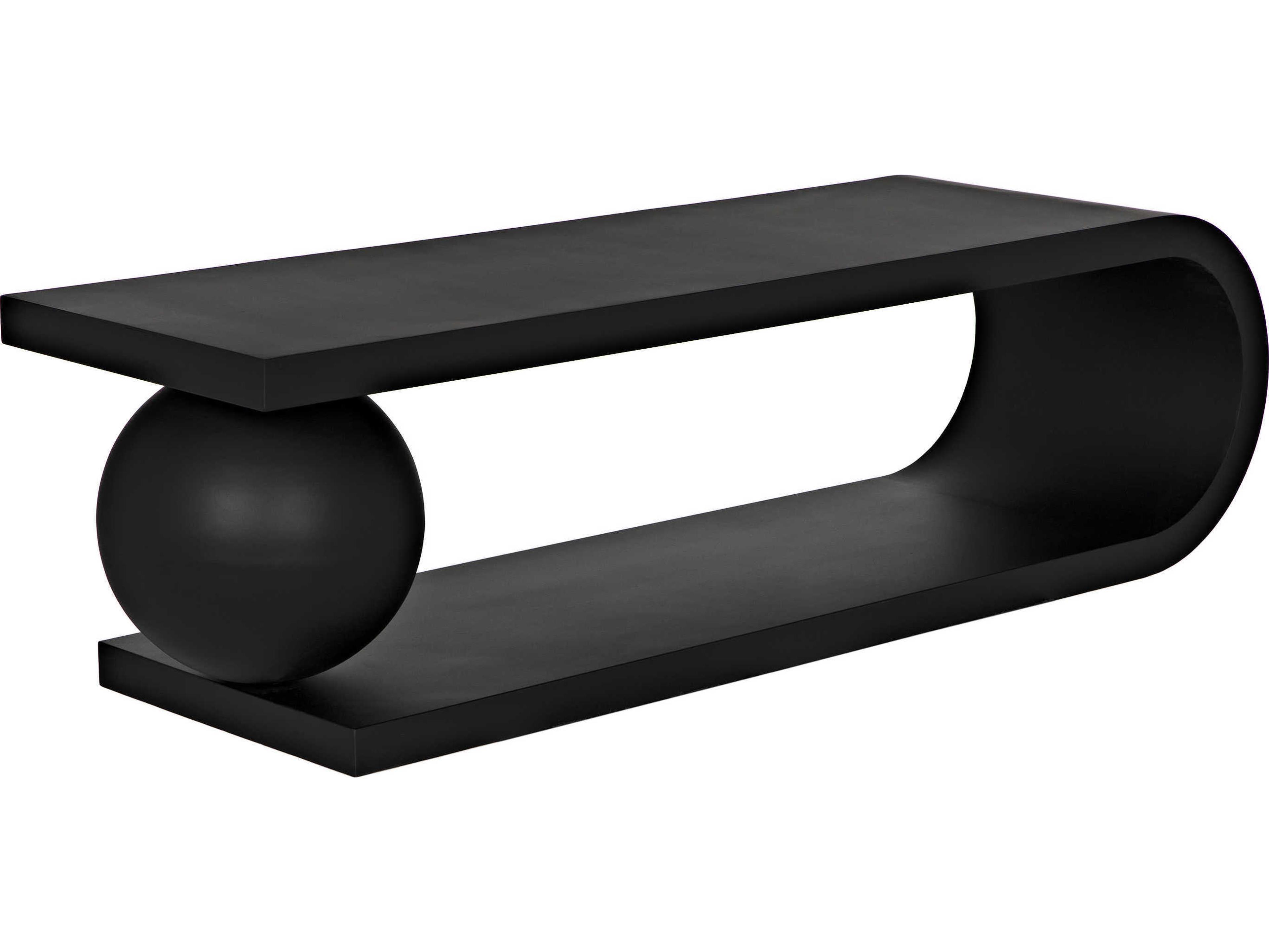 Noir Estelle Rectangular Metal Matte Black Coffee Table
