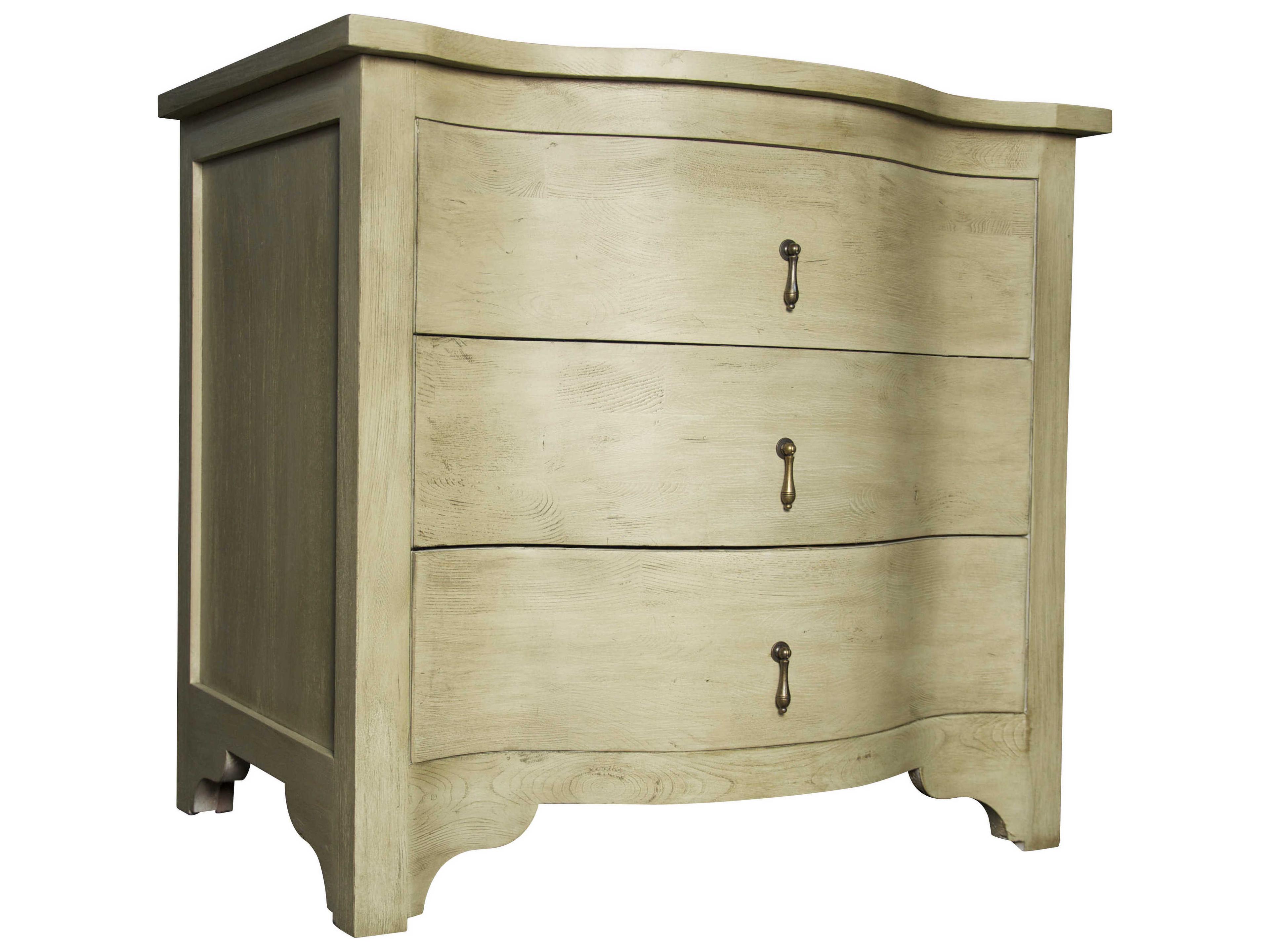Noir Bedroom Storage 3-Drawers Gray Elm Wood Nightstand