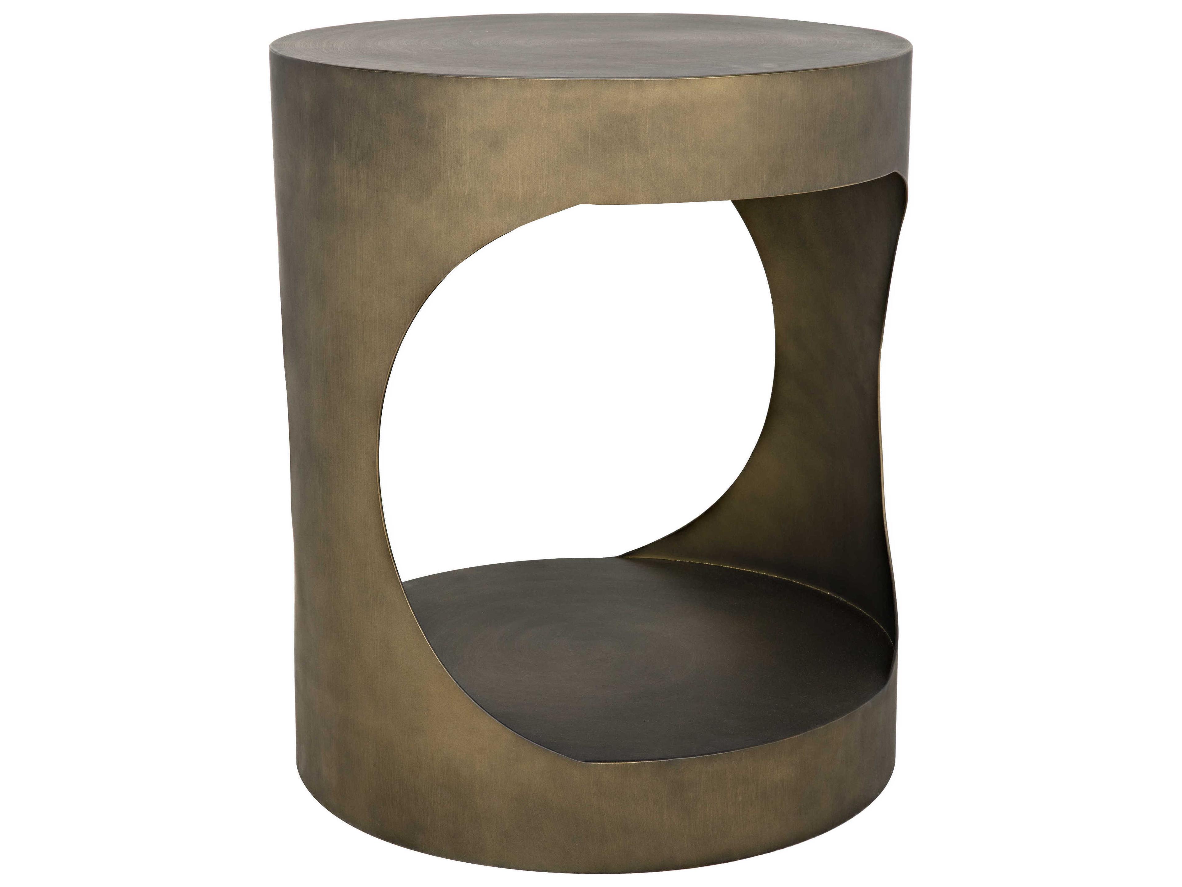 Noir Round Metal End Table