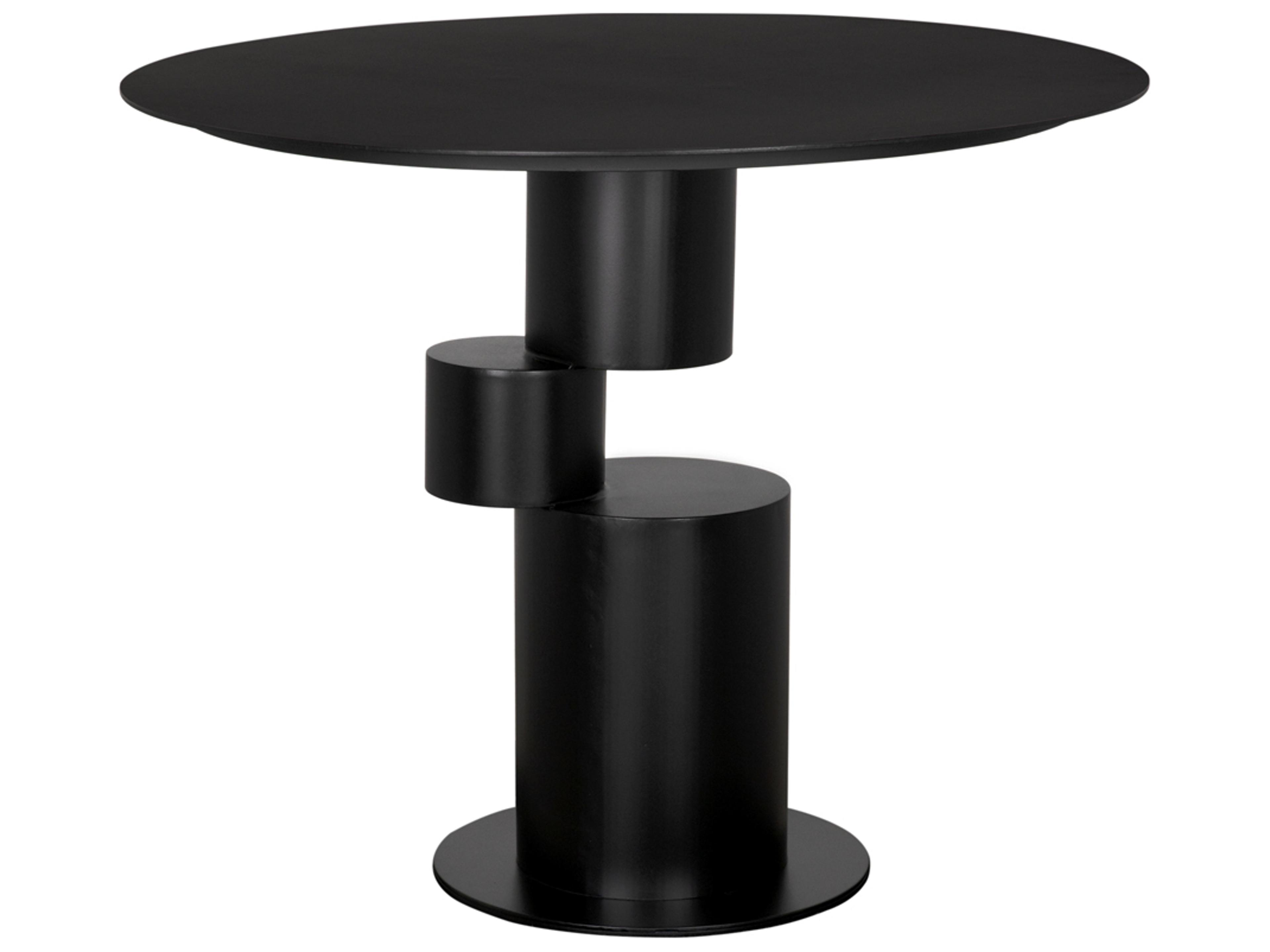 Noir Nola Round Metal Matte Black Dining Table