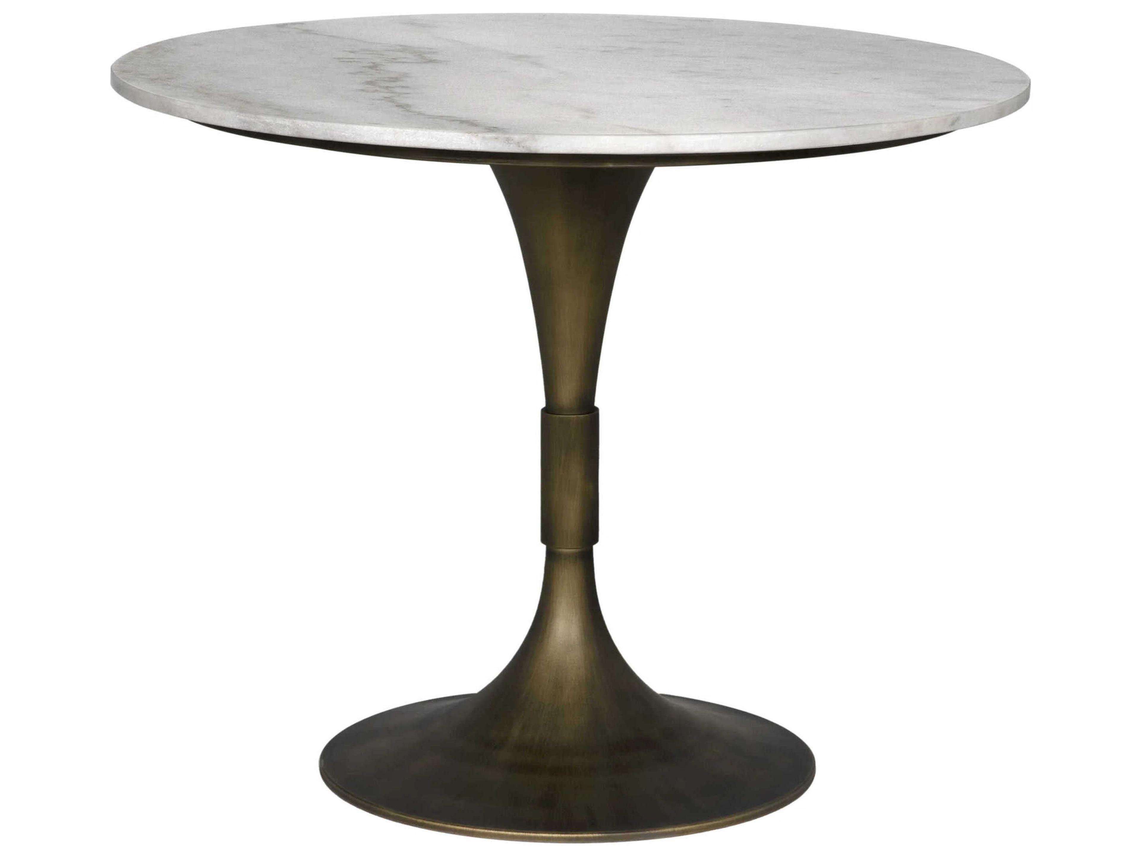 Noir Jman Round Marble Aged Brass Dining Table
