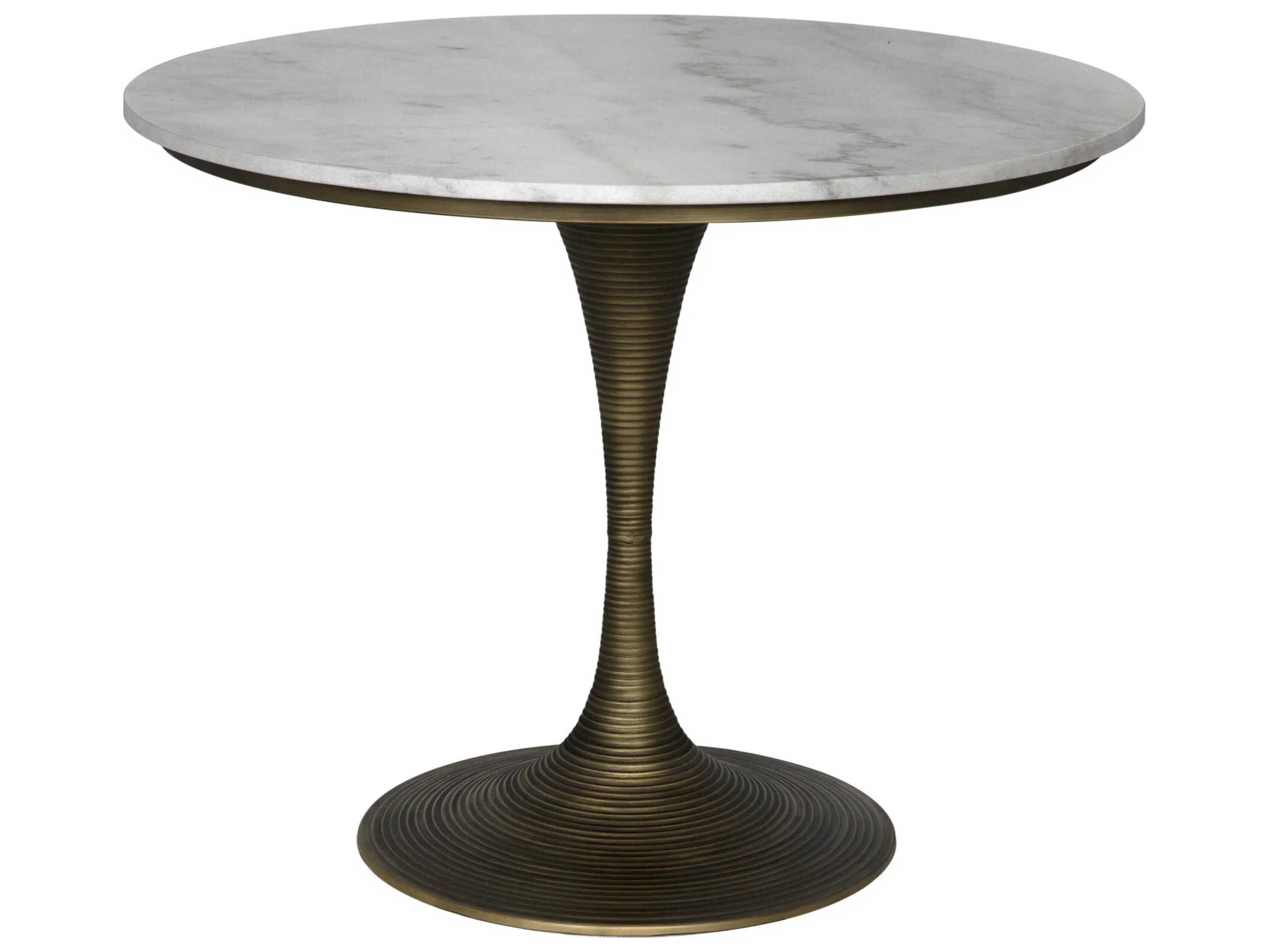 Noir Joni Round Marble Aged Brass Dining Table