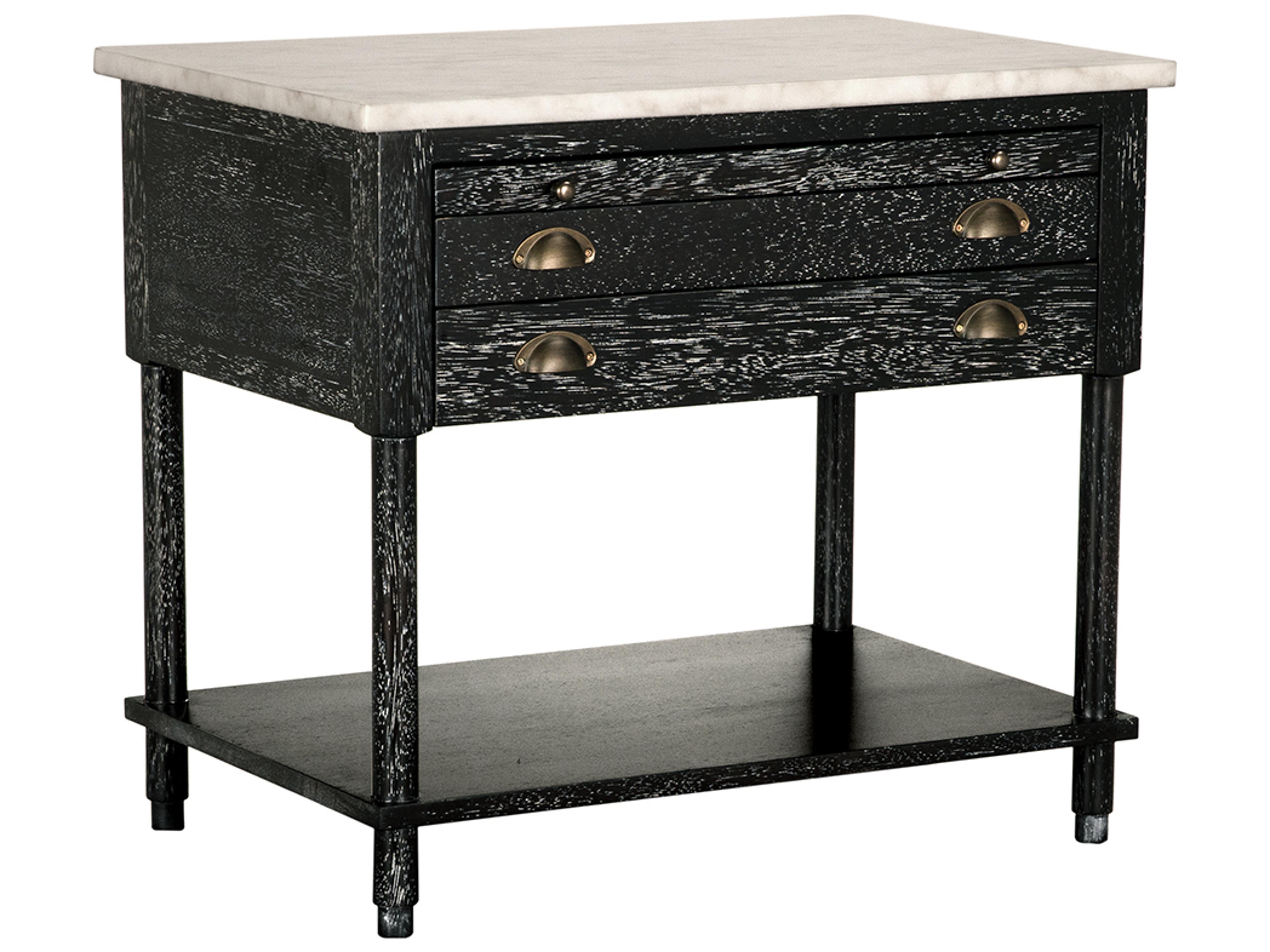 Noir Artemio Rectangular Marble Black Walnut End Table
