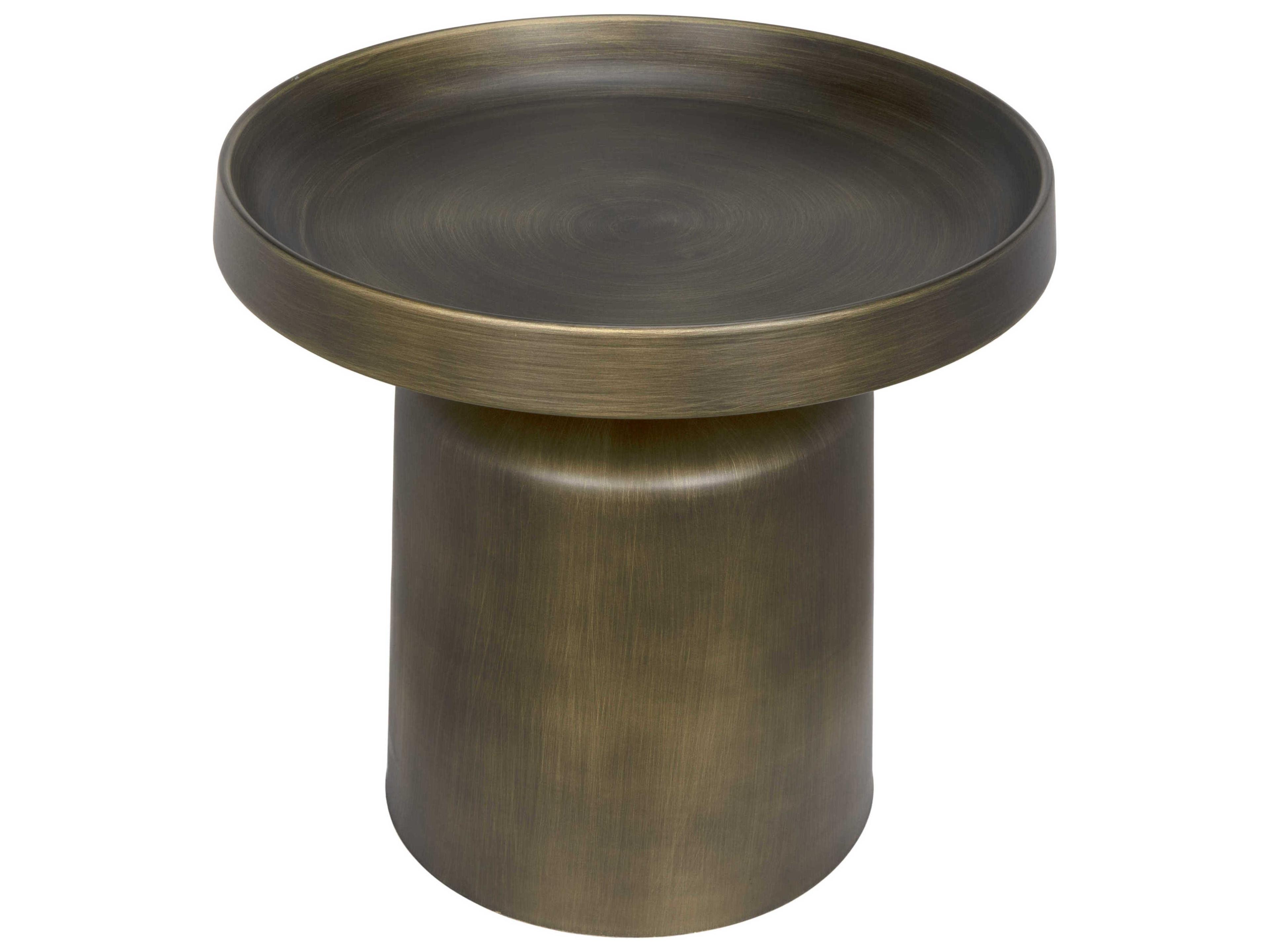 Noir Lee Round Metal Aged Brass End Table