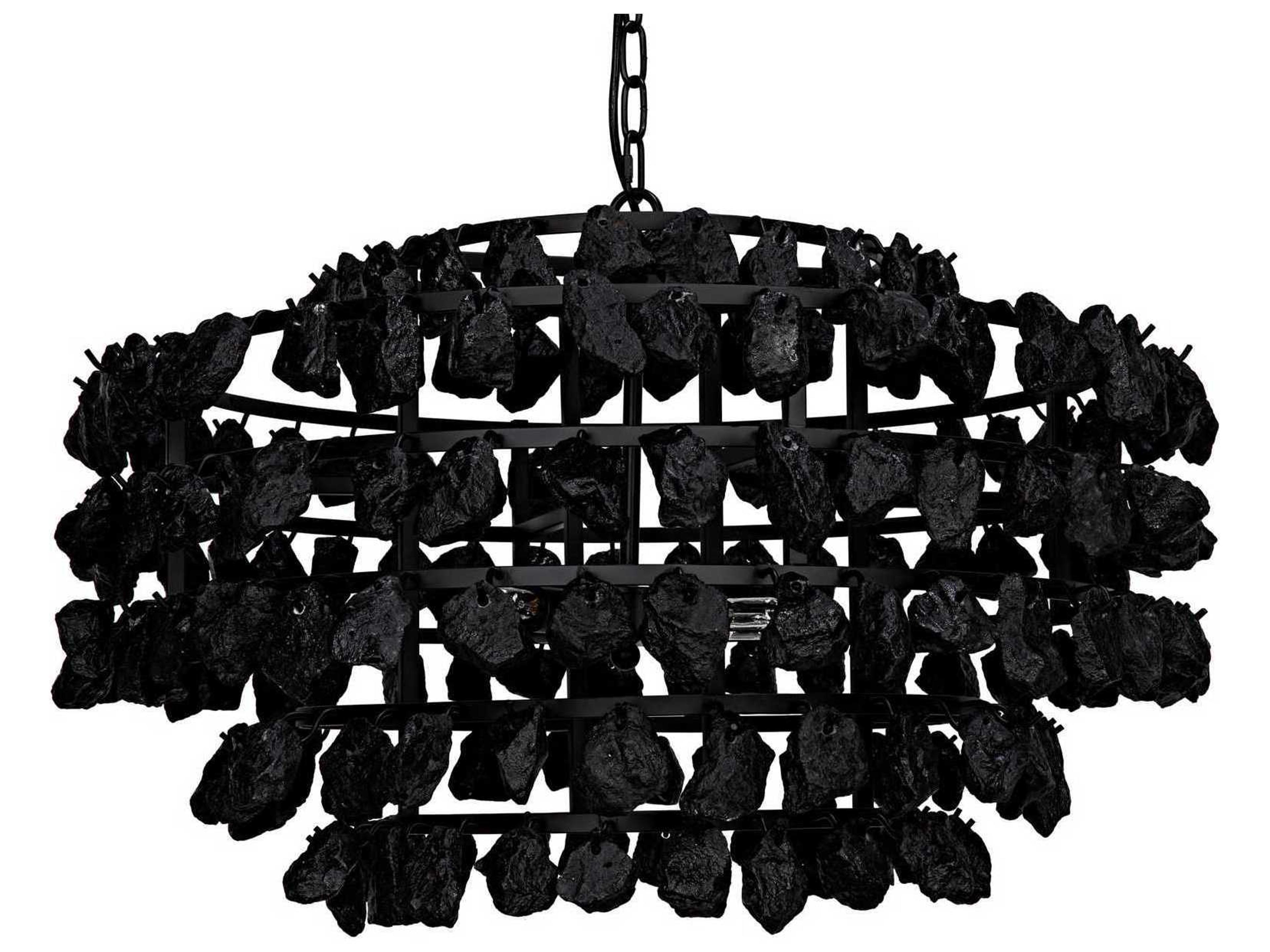 Noir 1-Light Matte Black Round Tiered Chandelier