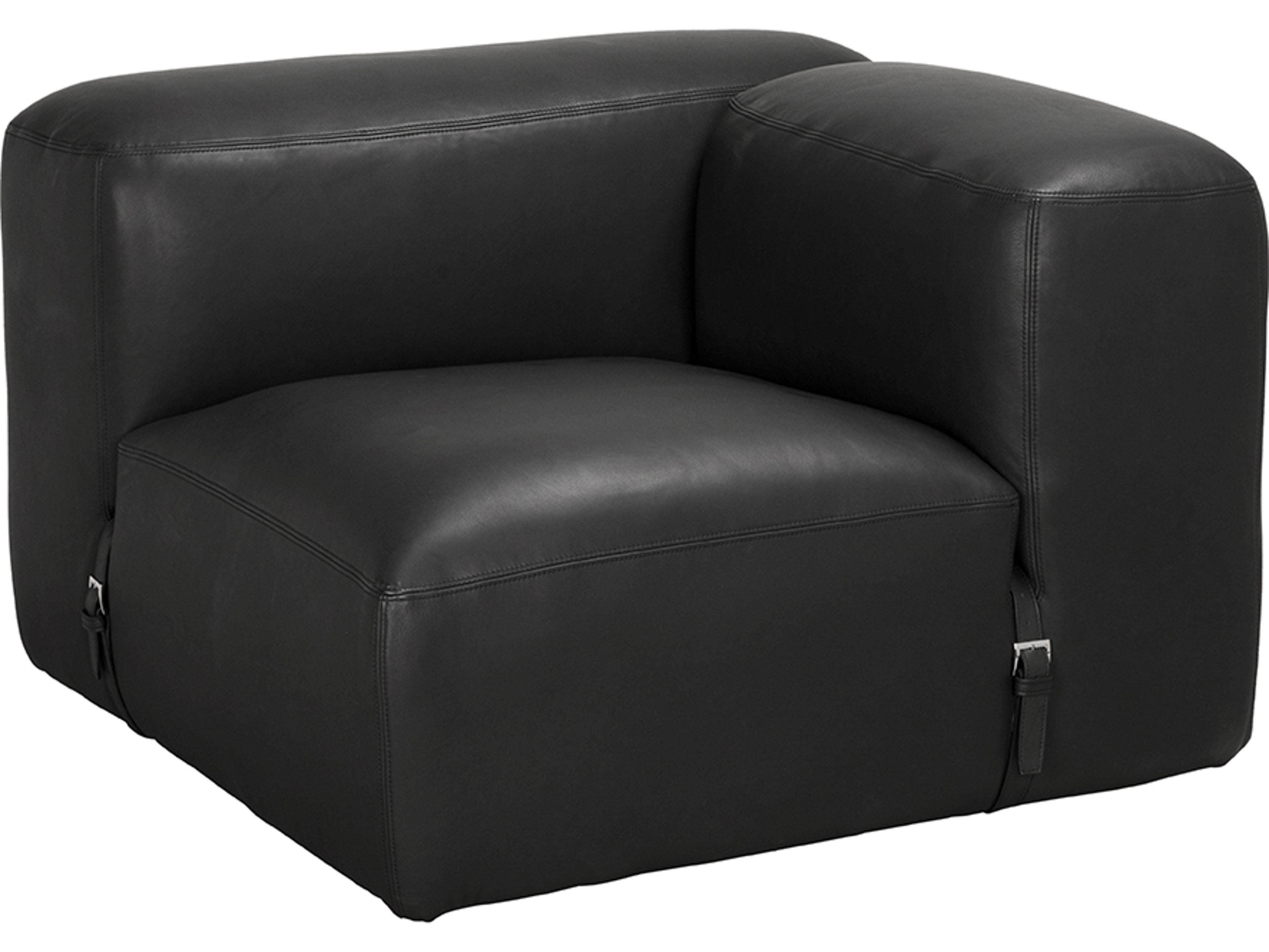 Noir Augustus Black Leather Modular Chair
