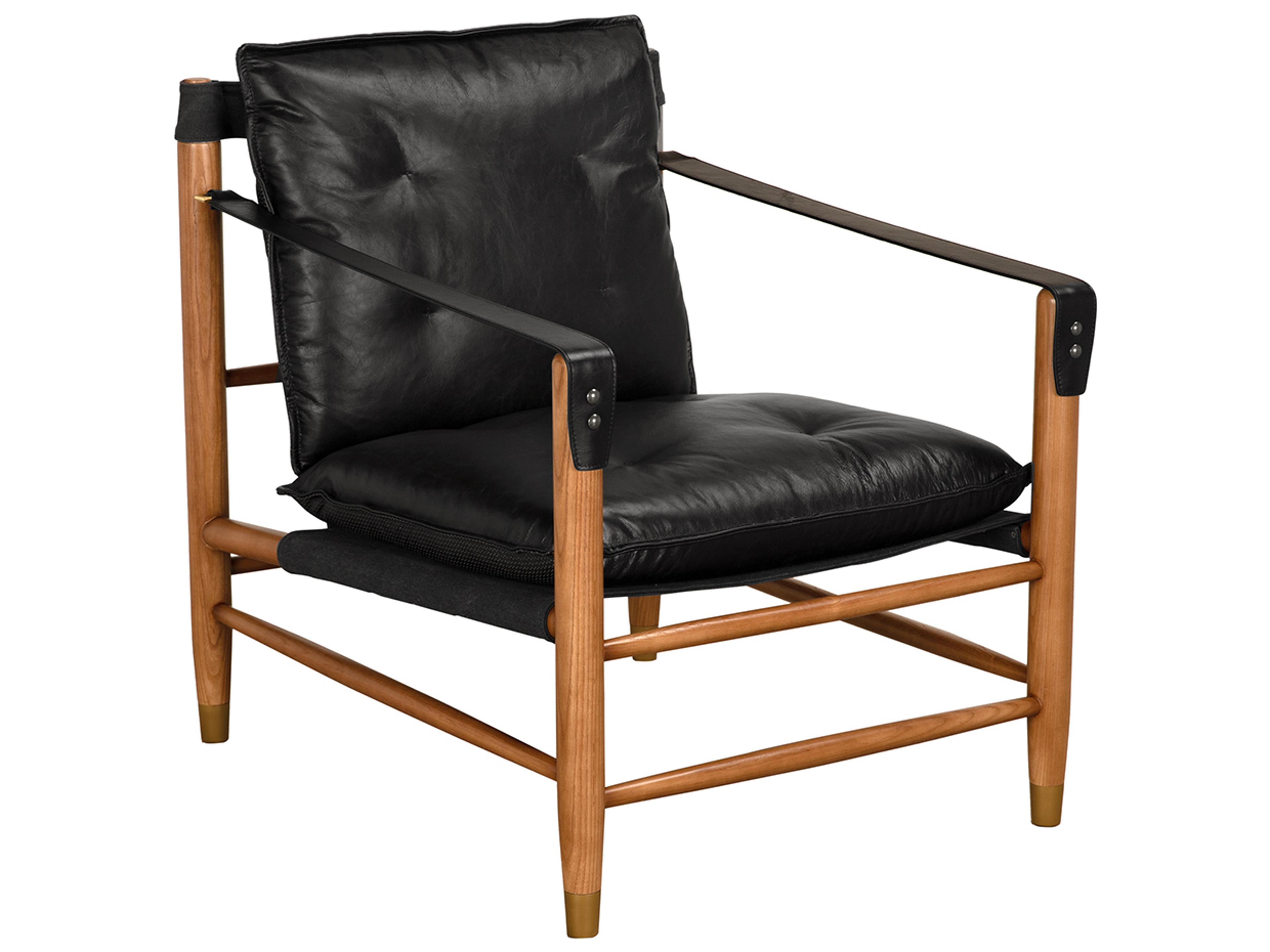 Noir Luther Black Leather Accent Chair