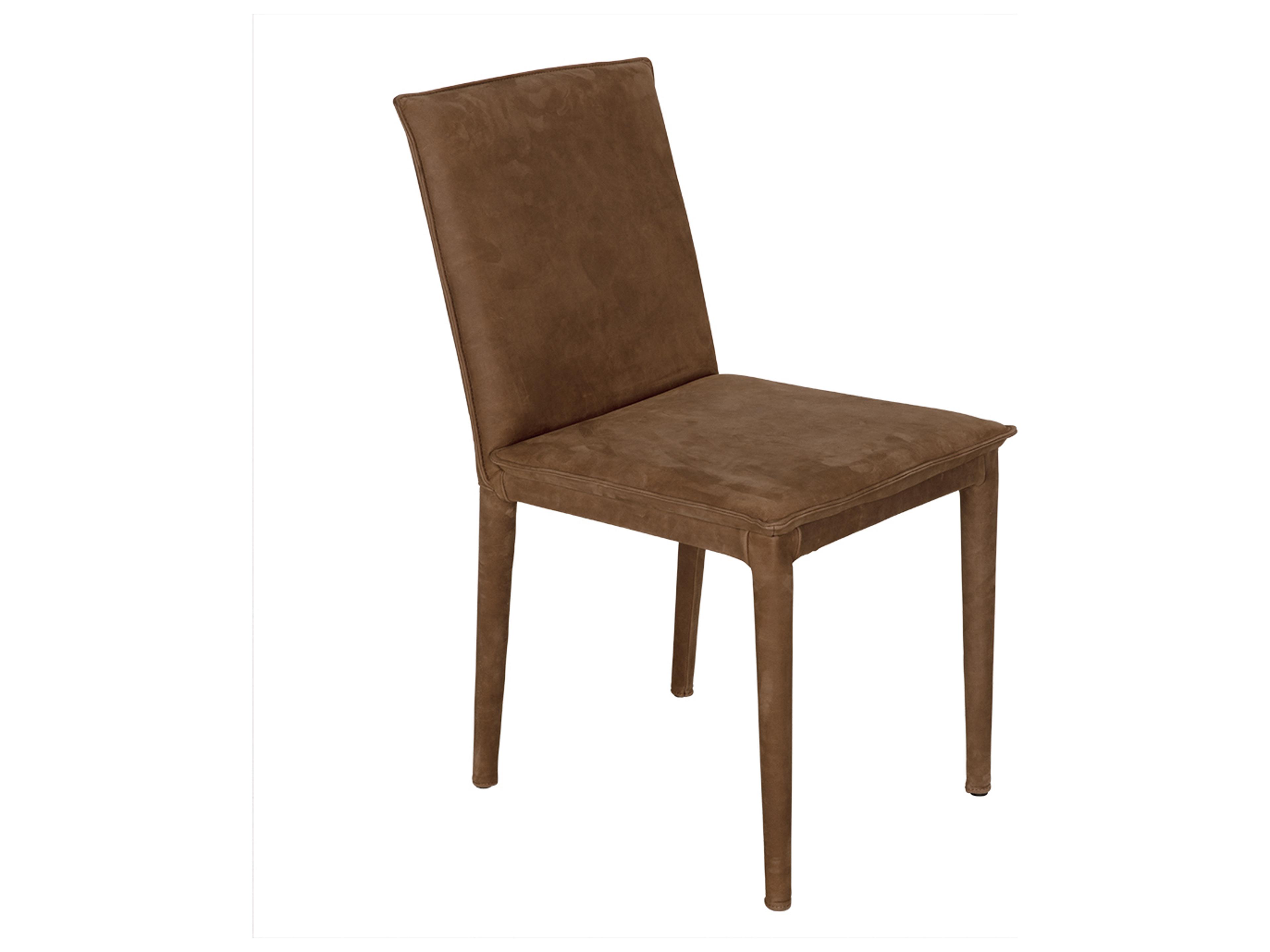 Noir Newton Brown Leather Armless Dining Chair