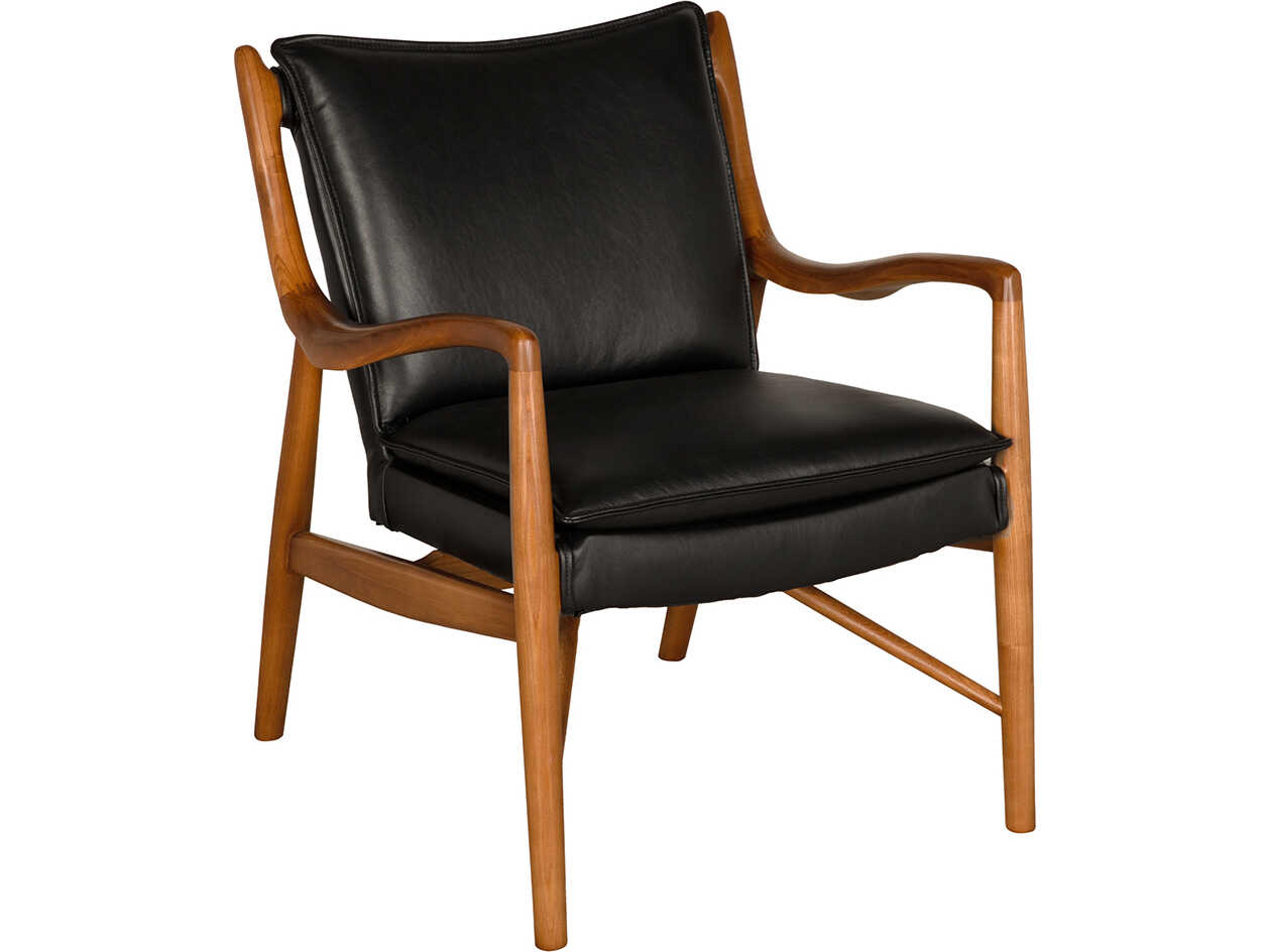 Noir Weston Black Leather Accent Chair