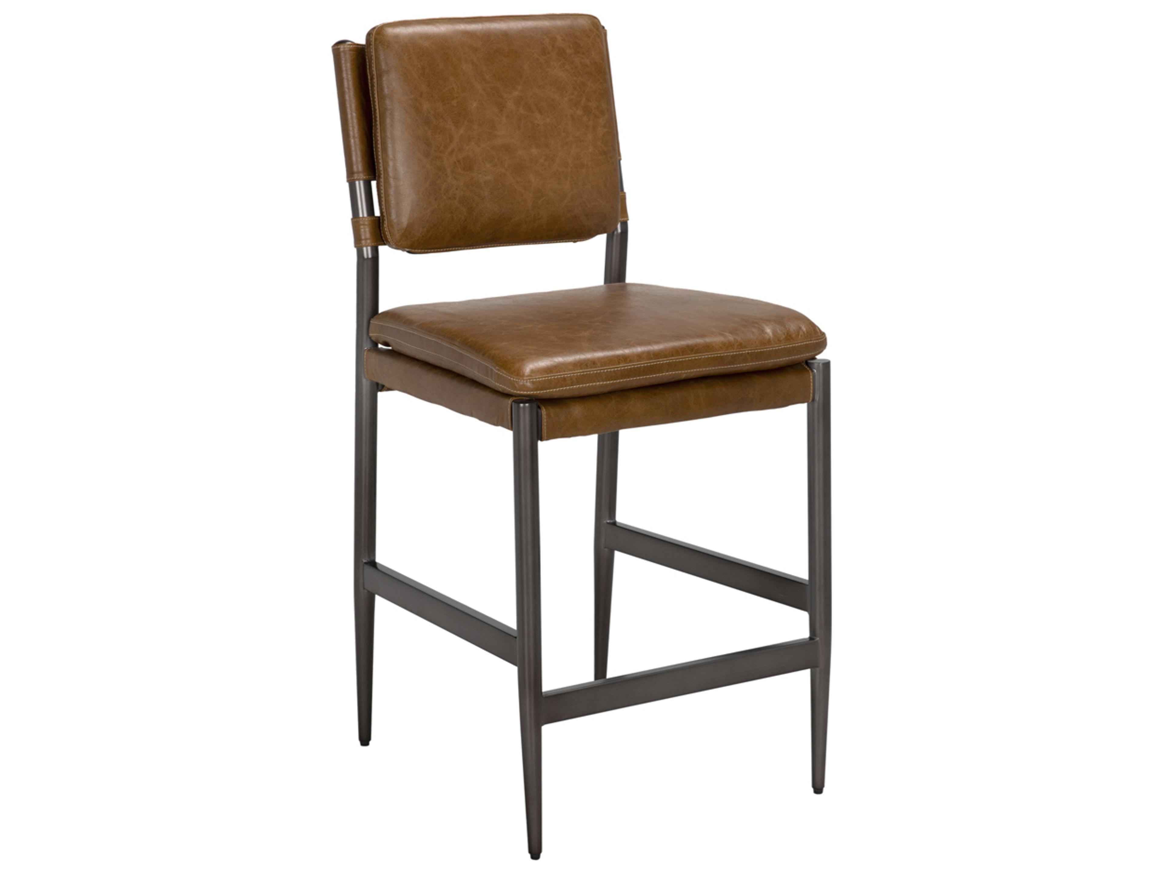 Noir Wooster Leather Counter Stool