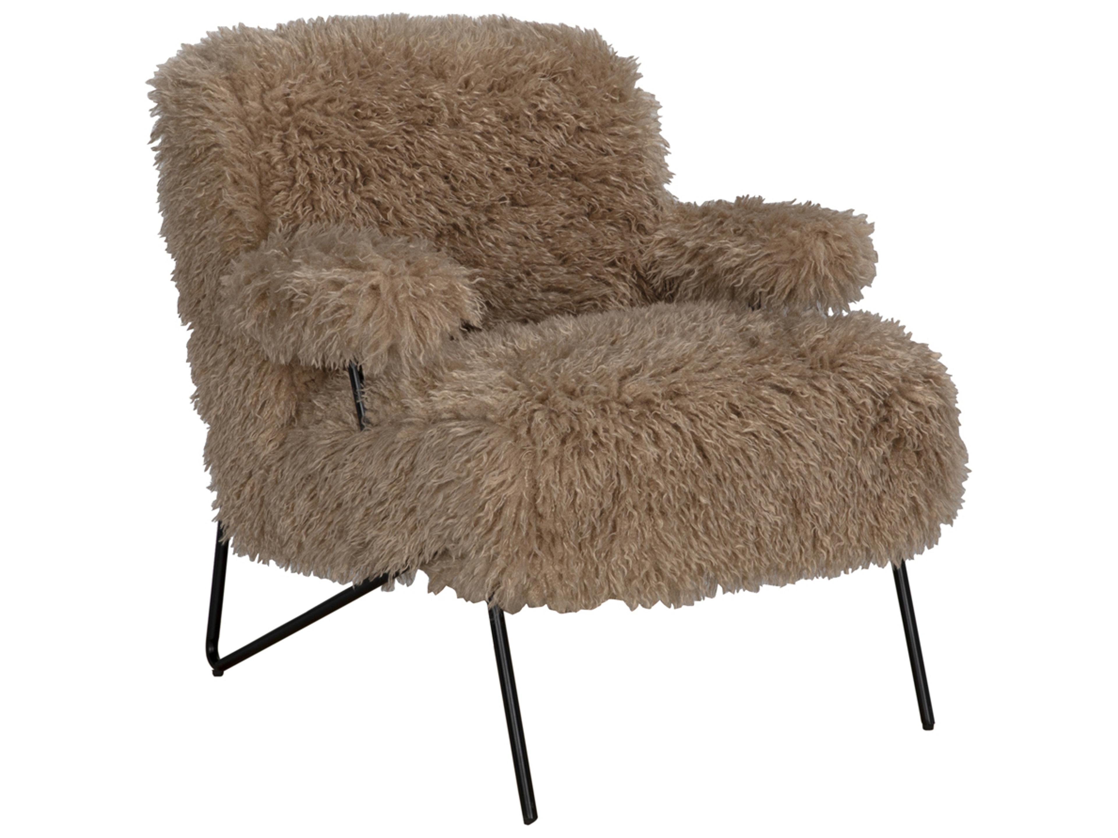 Noir Exeter Brown Fur Accent Chair