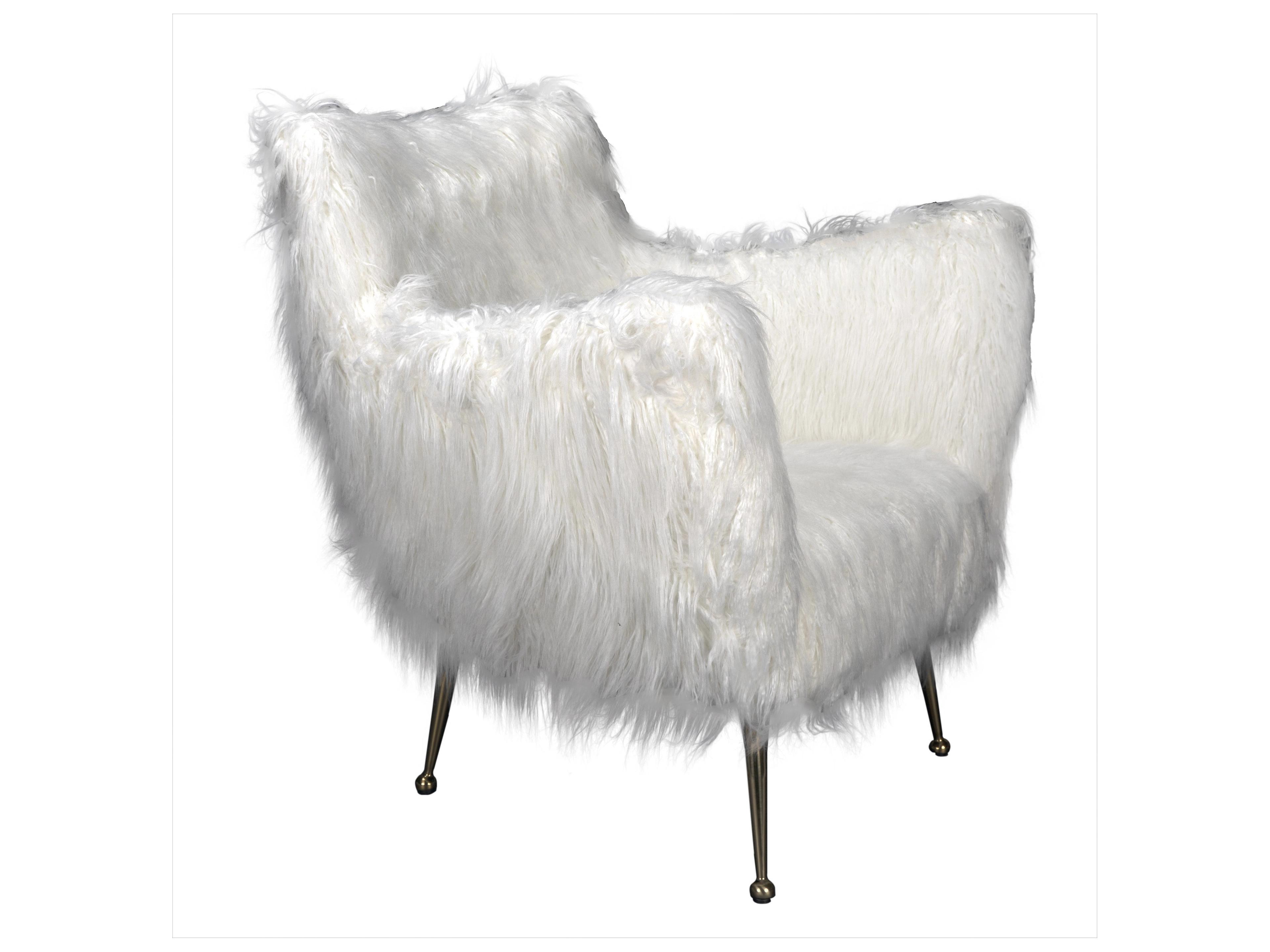 Noir Rodney White Fabric Accent Chair