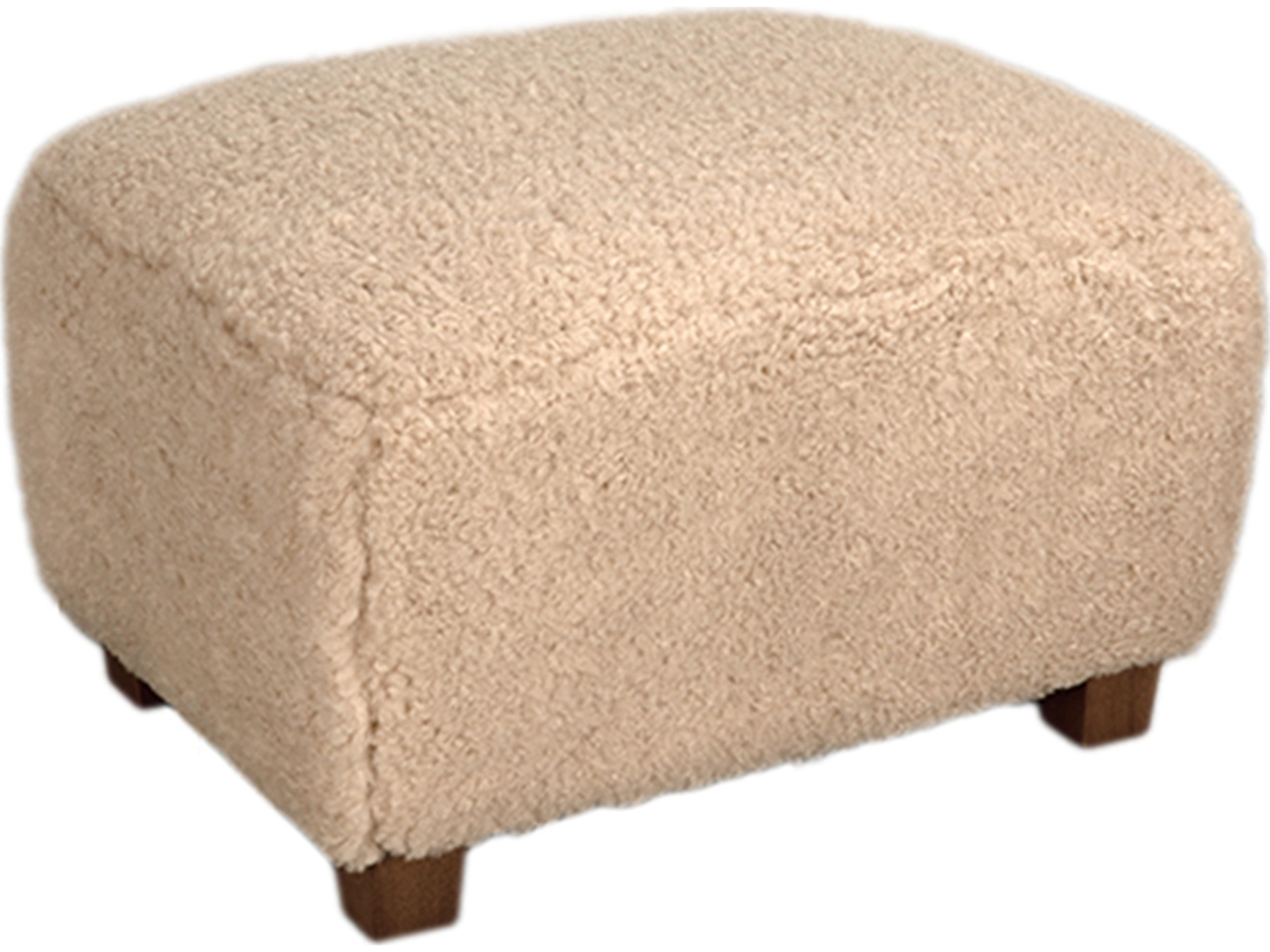 Noir Dark Walnut Beige Upholstered Ottoman