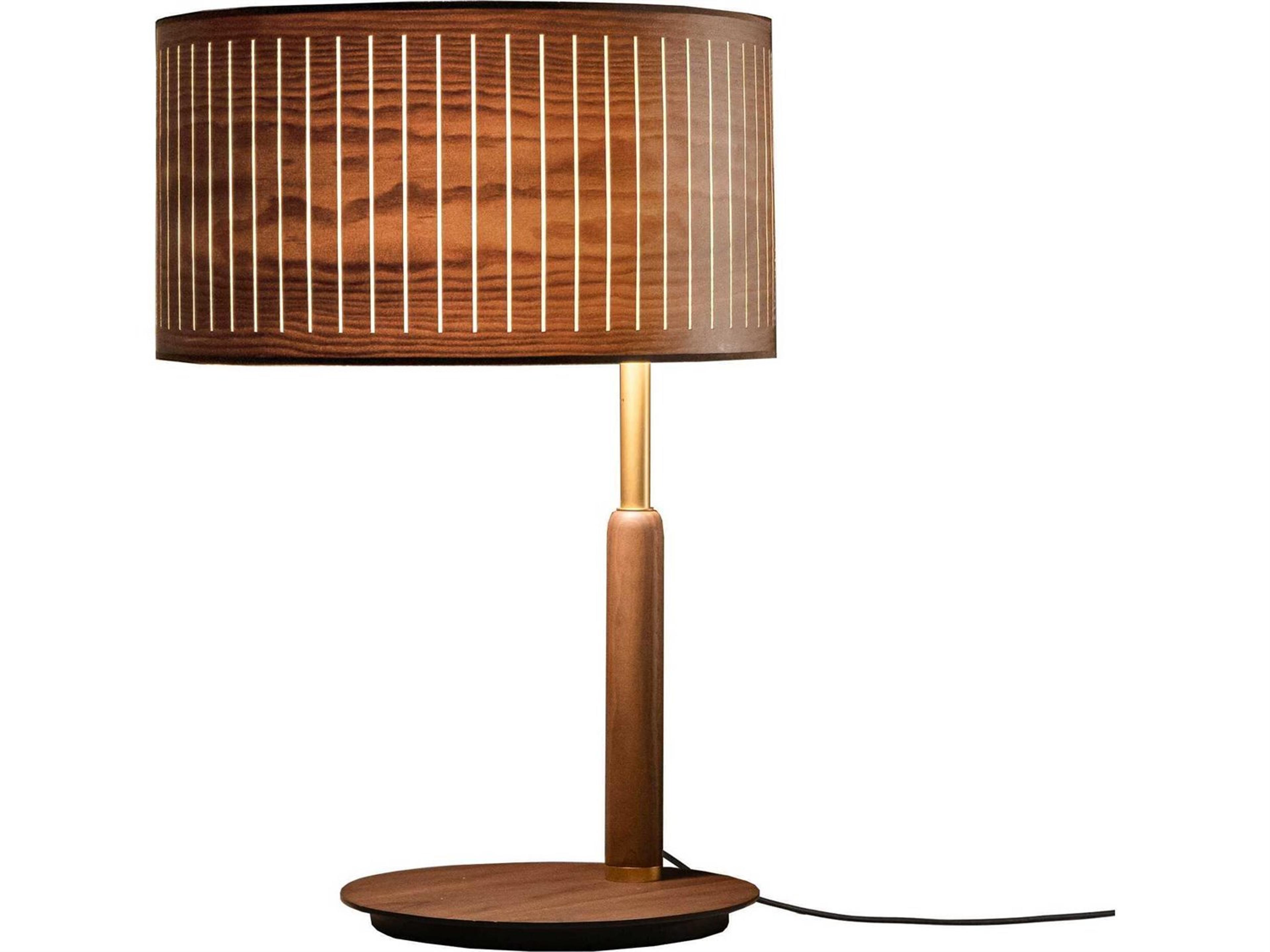 Nomon Autumn Brass Metal Natural Walnut Brown Table Lamp