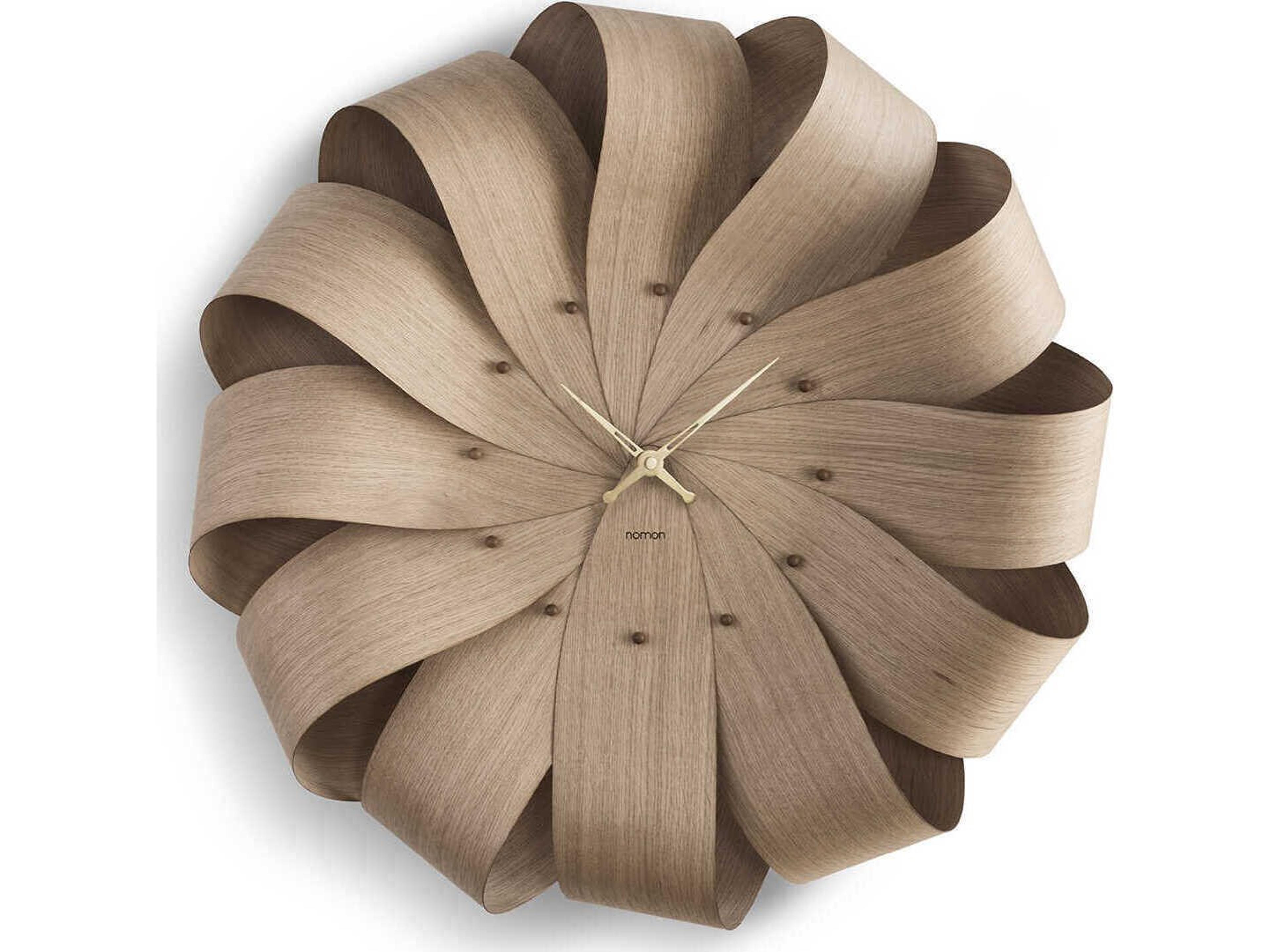 Nomon Brisa XL Oak  Polished Brass Wall Clock