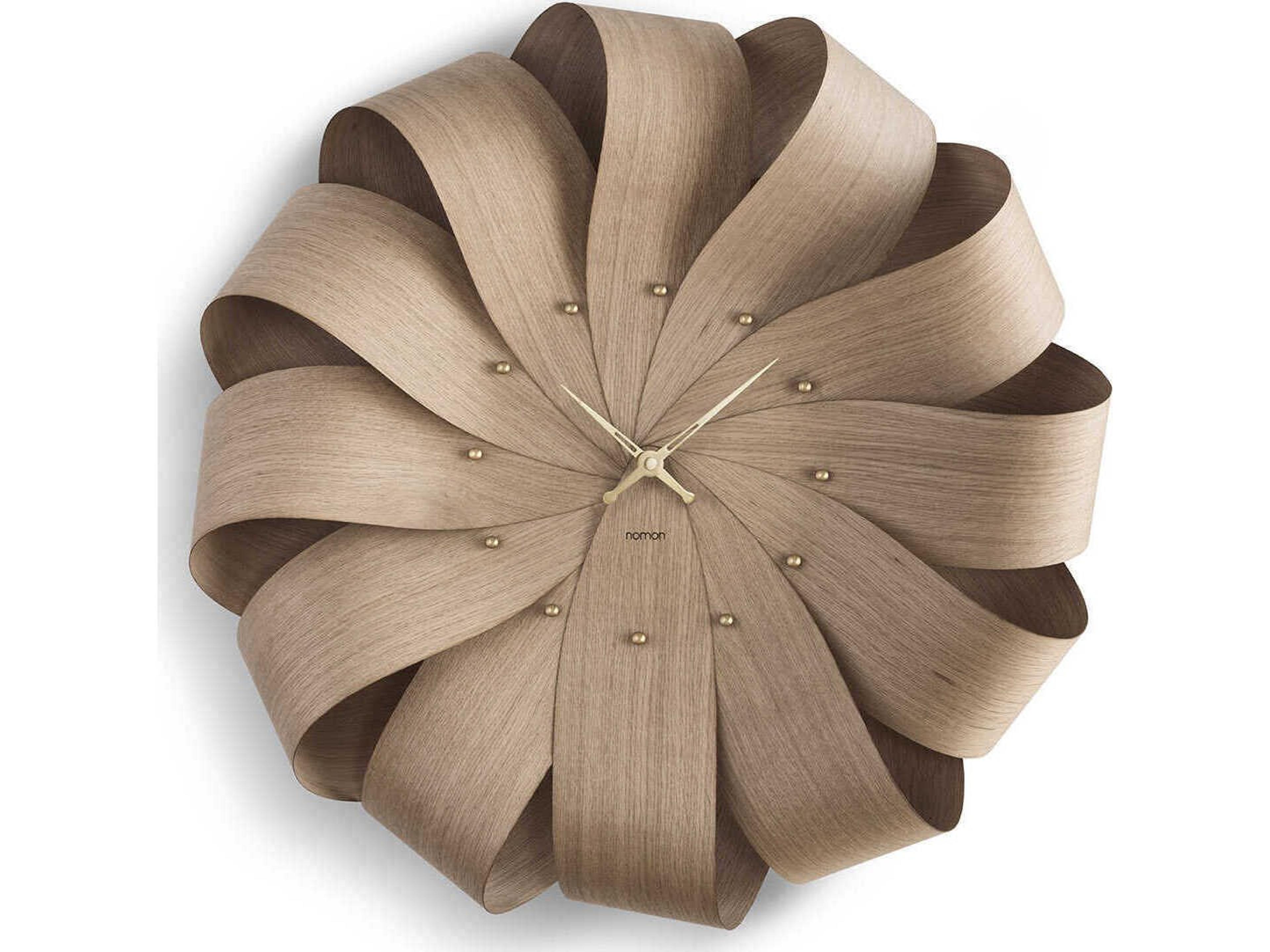 Nomon Brisa XL Oak  Polished Brass Wall Clock