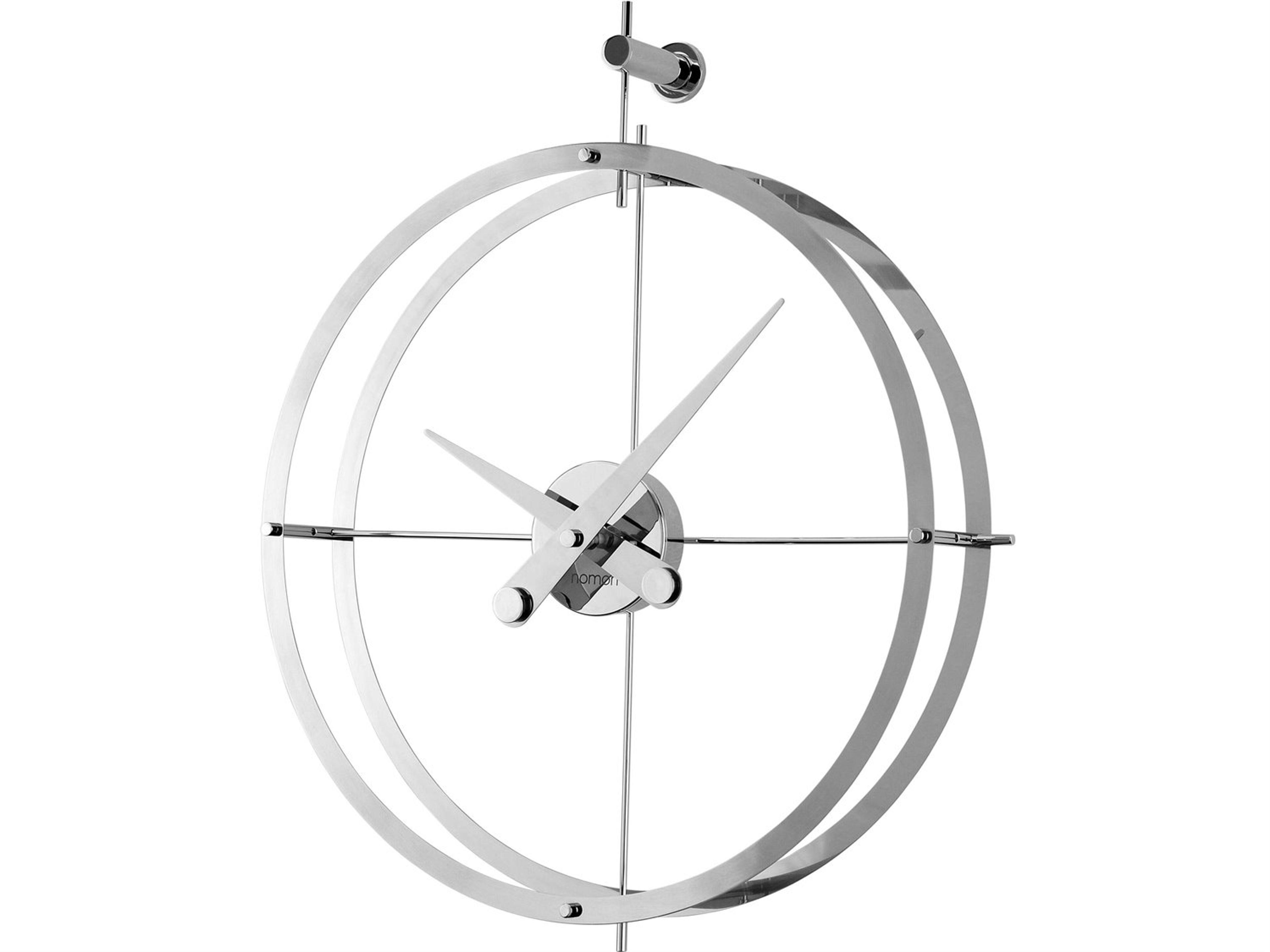 Nomon Dos Puntos Polished Steel Chrome Wall Clock