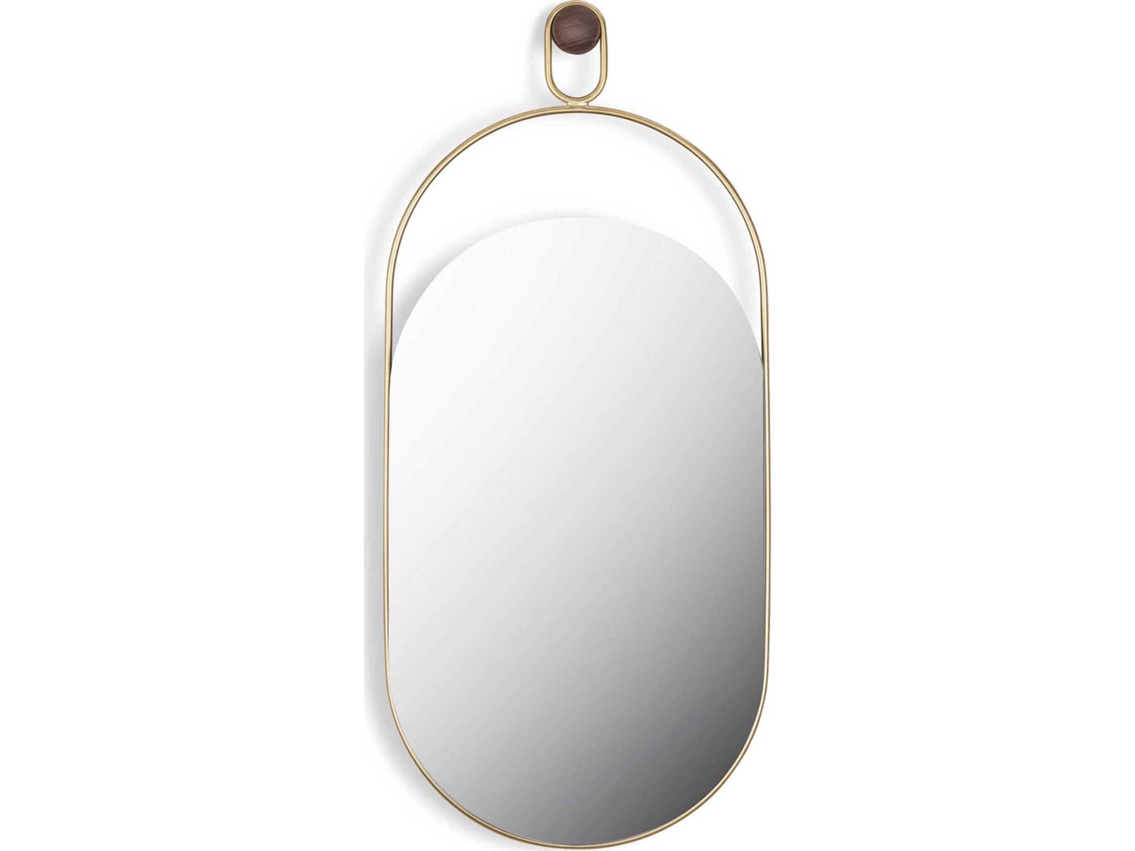 Nomon Espejo Walnut Gold Oval Wall Mirror