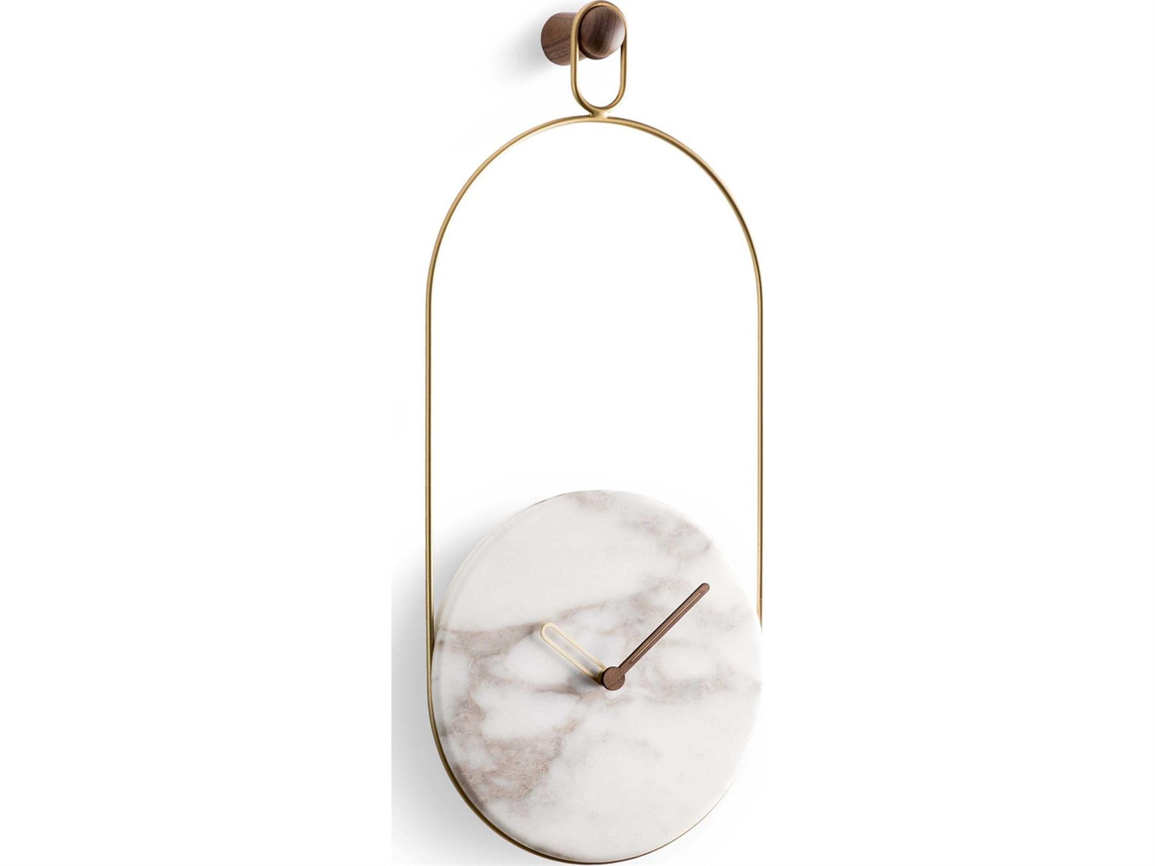 Nomon Eslabon Brass Calacatta Gold Marble Wall Clock