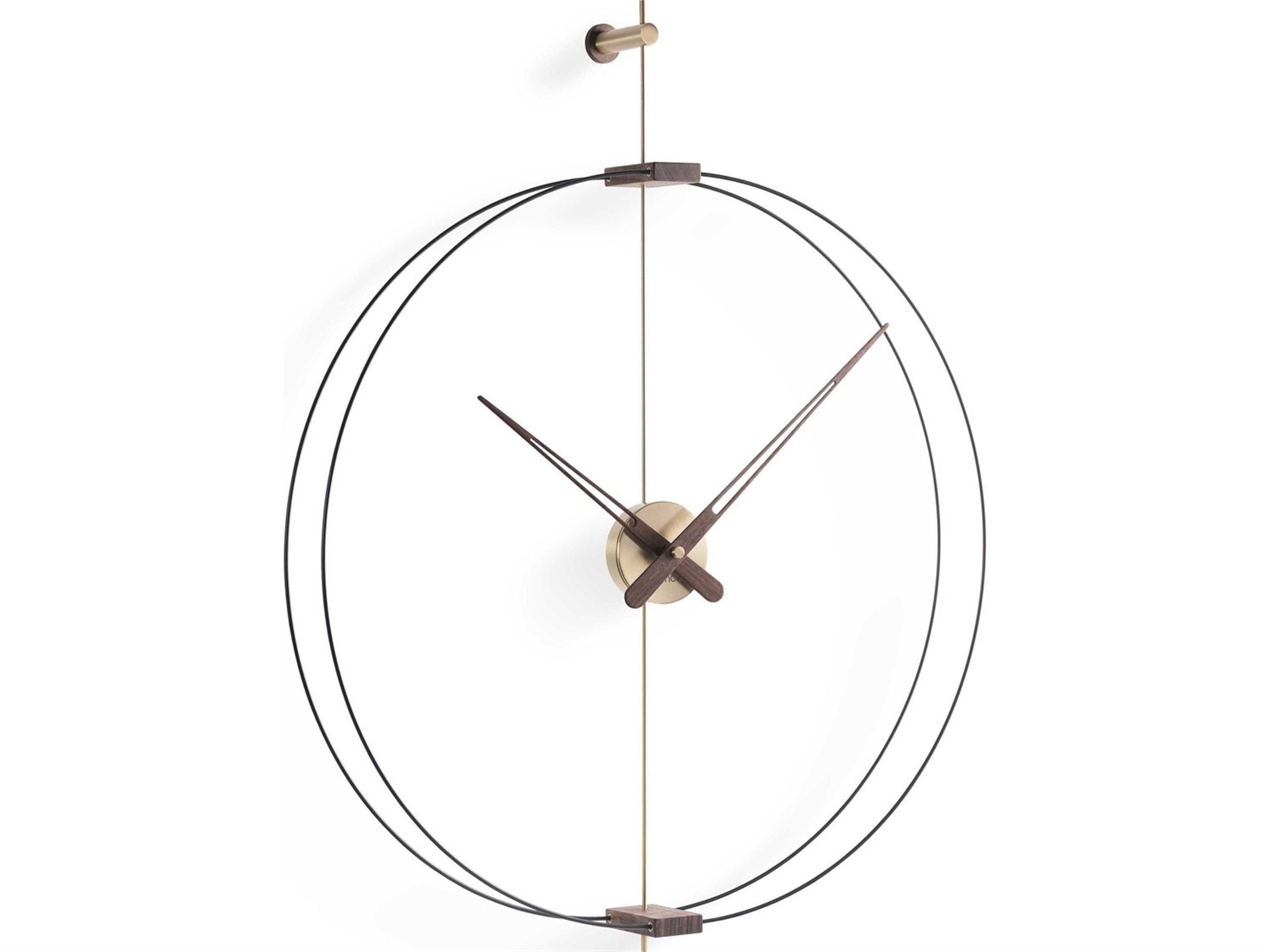 Nomon Mini Barcelona Black Walnut Polished Brass Wall Clock