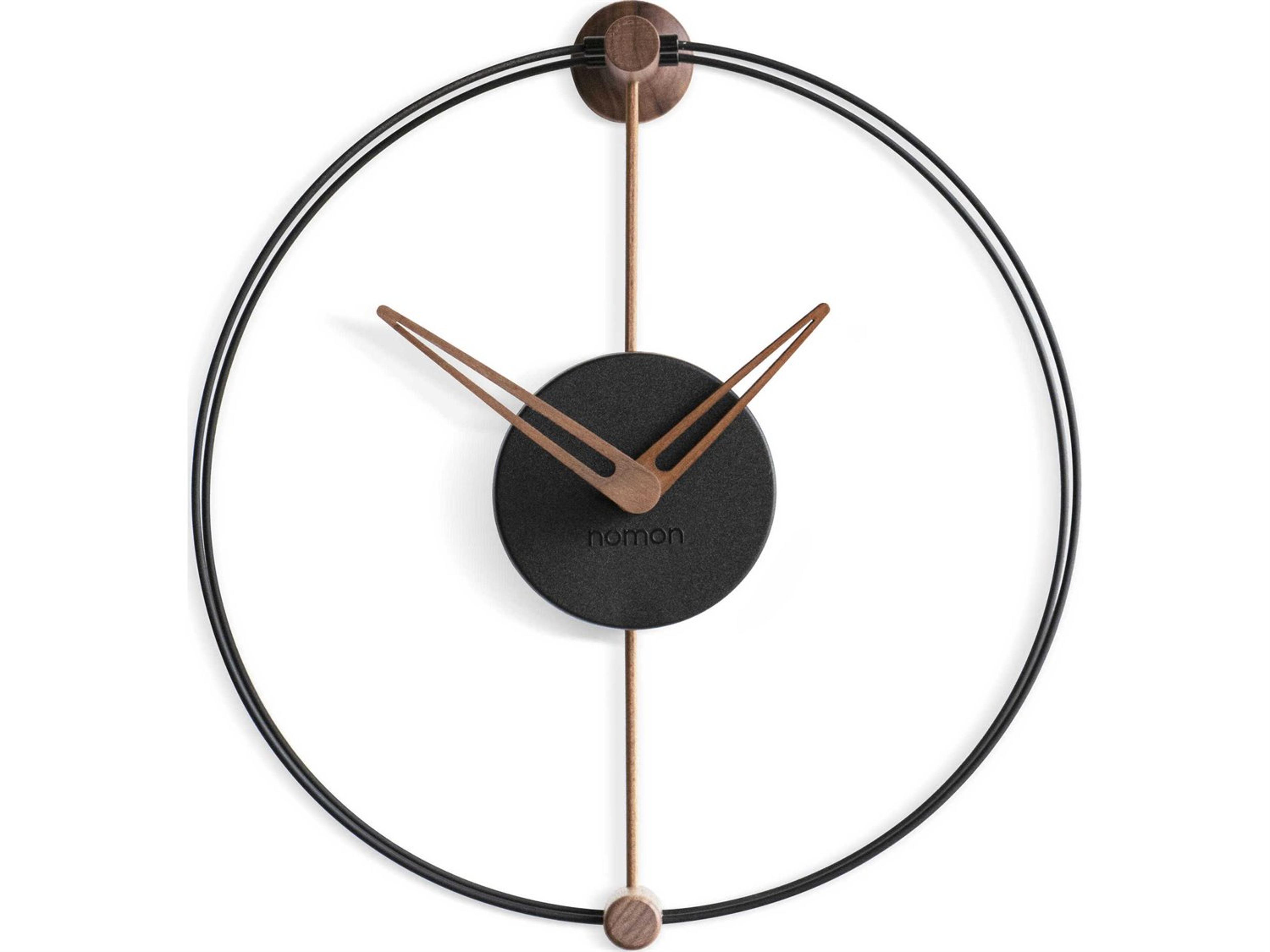 Nomon Nano Walnut Black Wall Clock