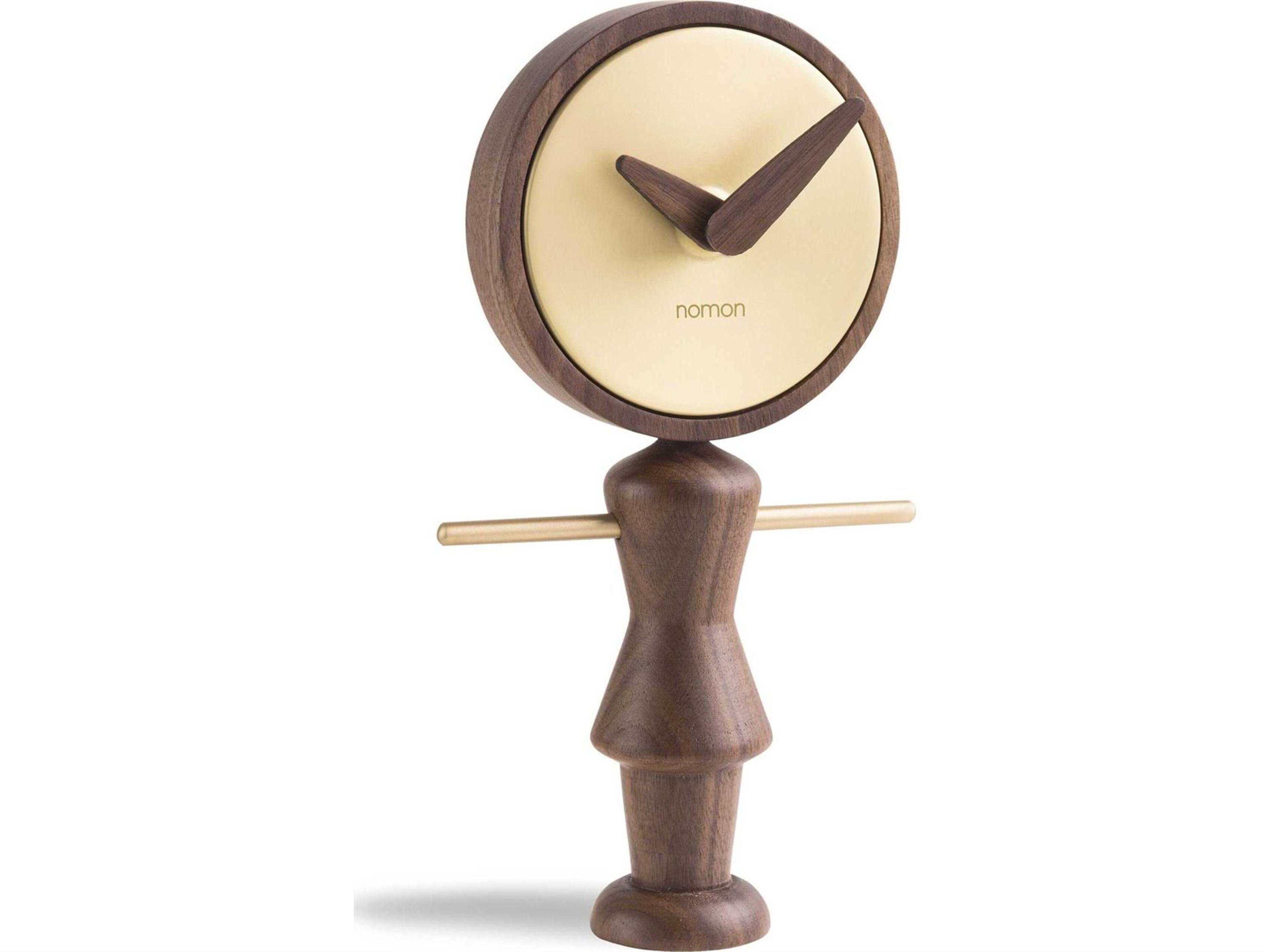Nomon Nena Walnut Polished Brass Clock