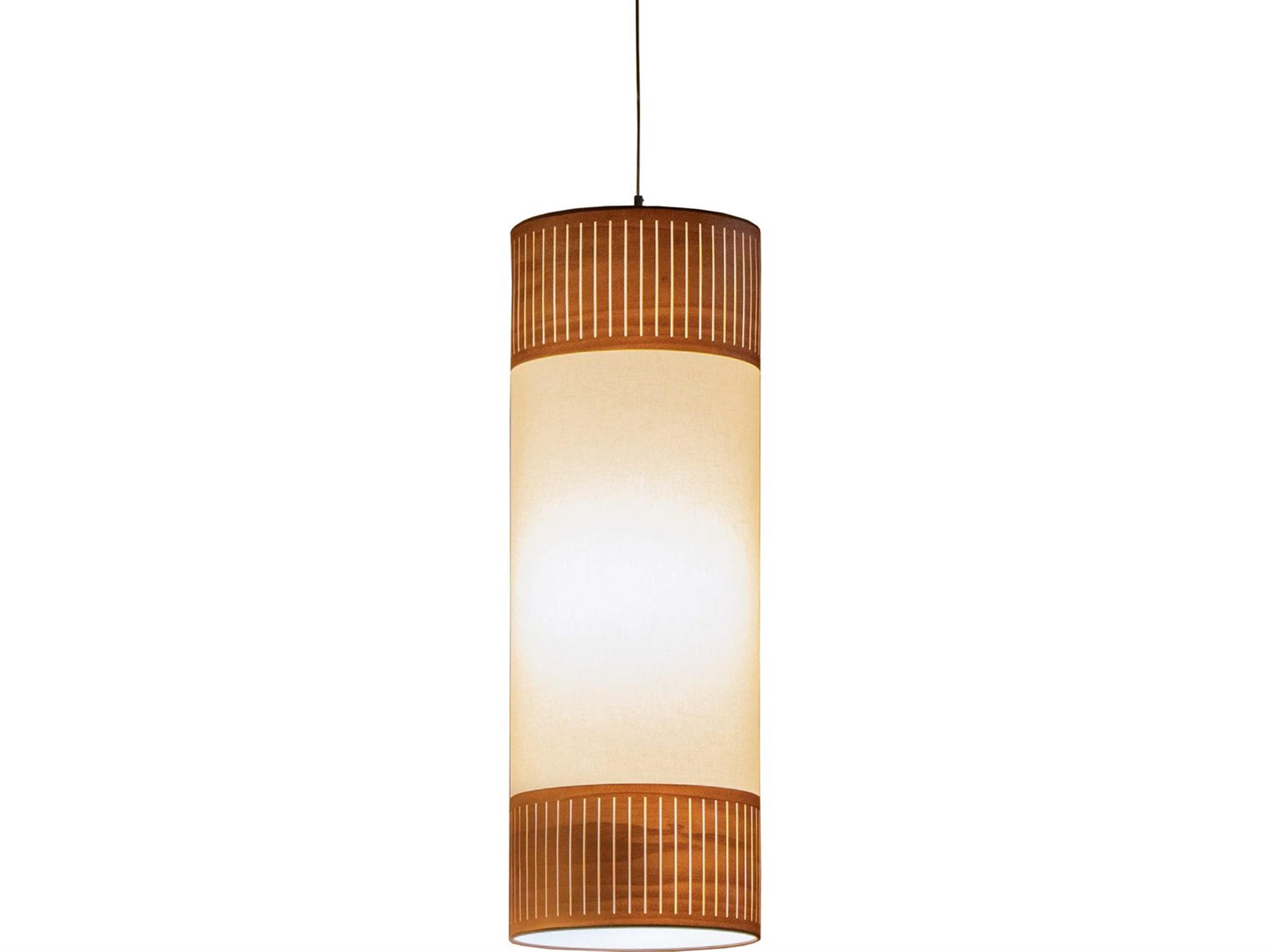 Tamiz 1-Light Natural Walnut Brown Cylinder Pendant
