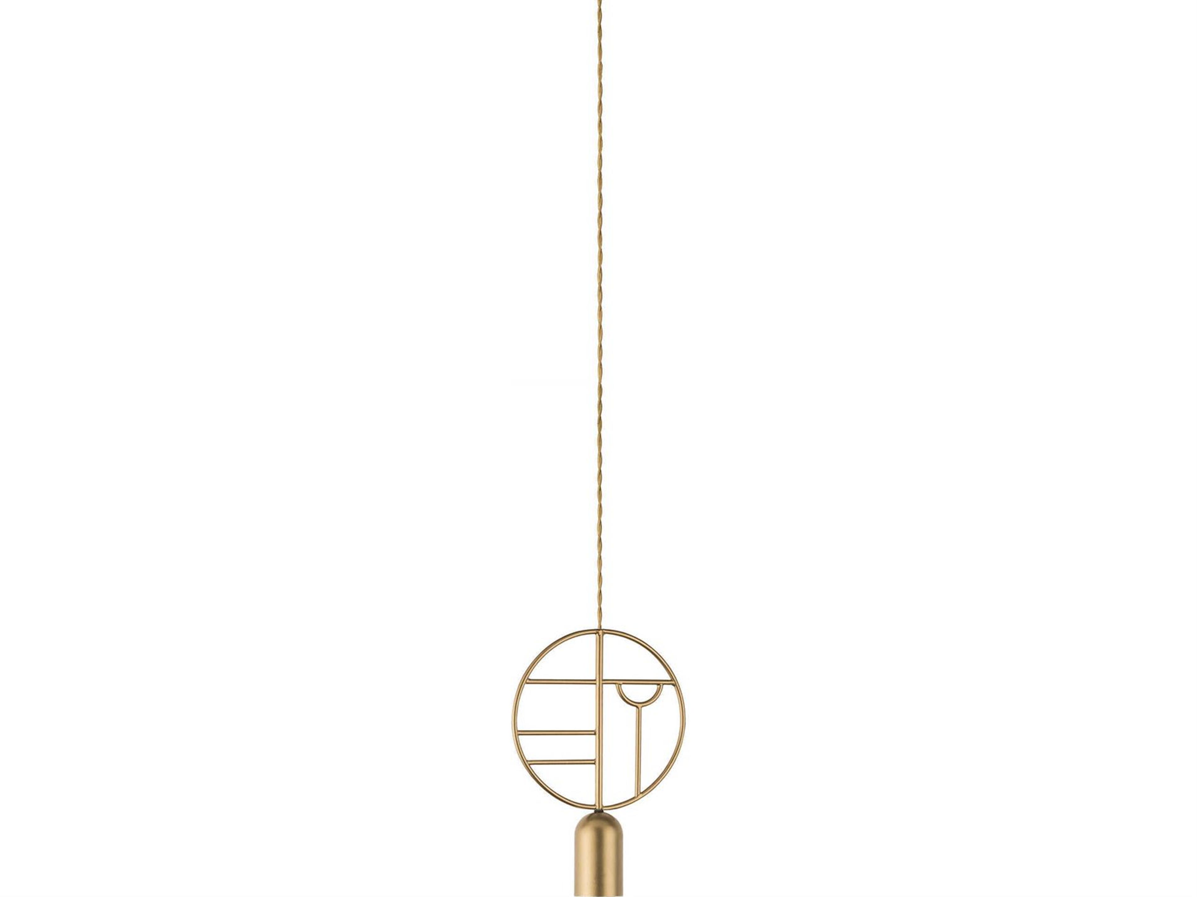 Wooden Dots 1-Light Brass Geometric Mini Pendant