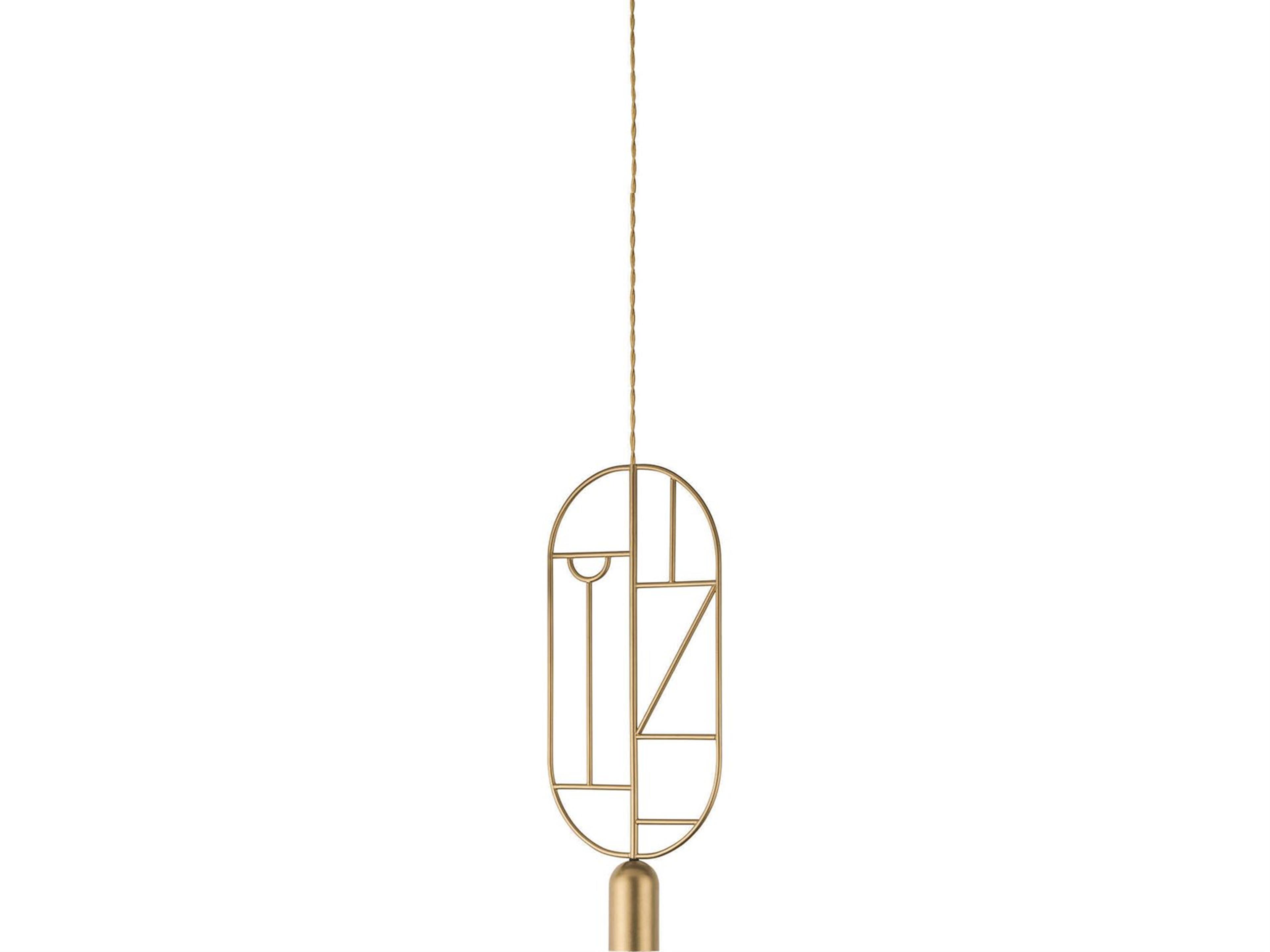 Wooden Dots 1-Light Brass Geometric Mini Pendant