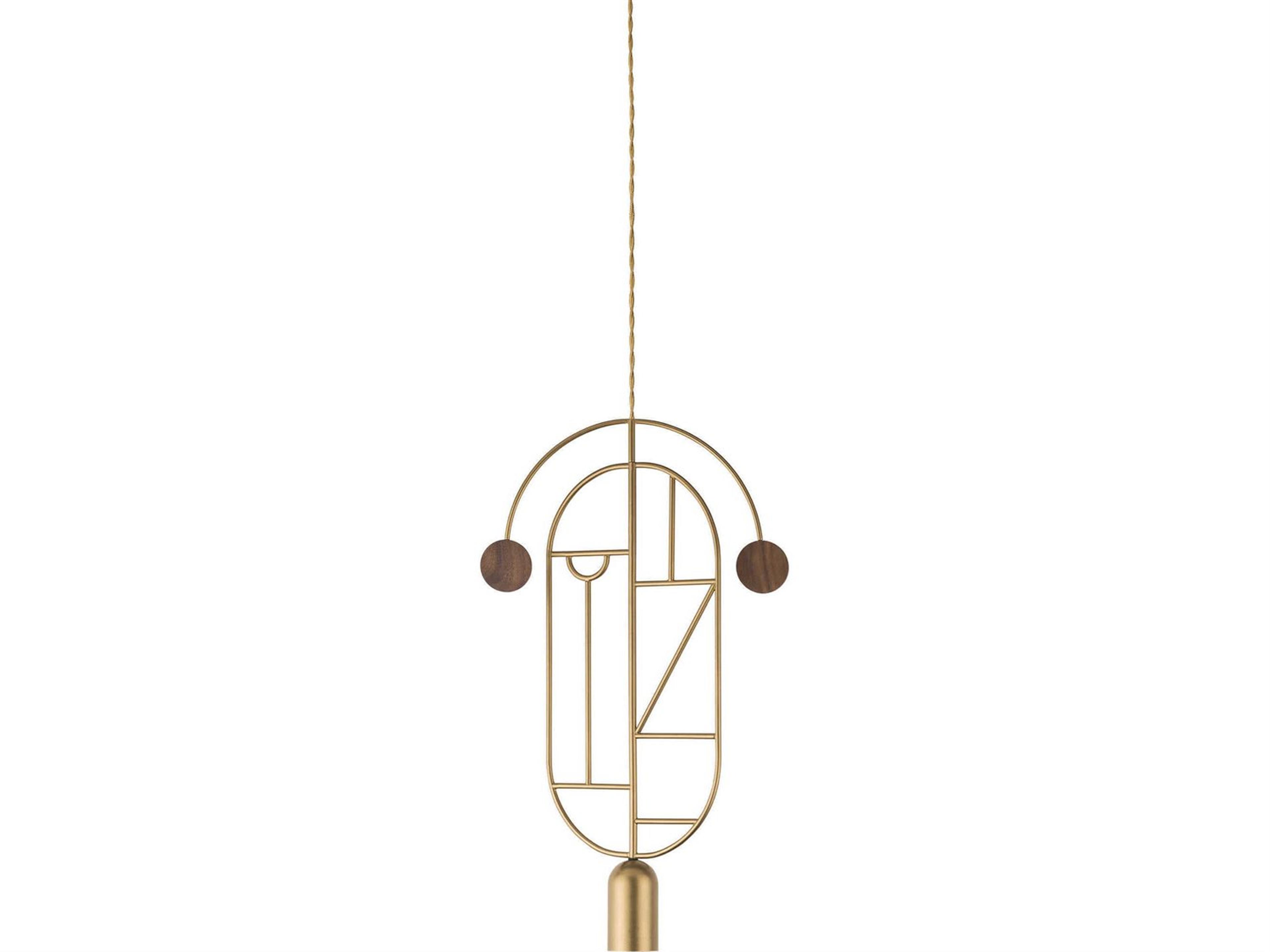 Wooden Dots 1-Light Brass Walnut Geometric Pendant