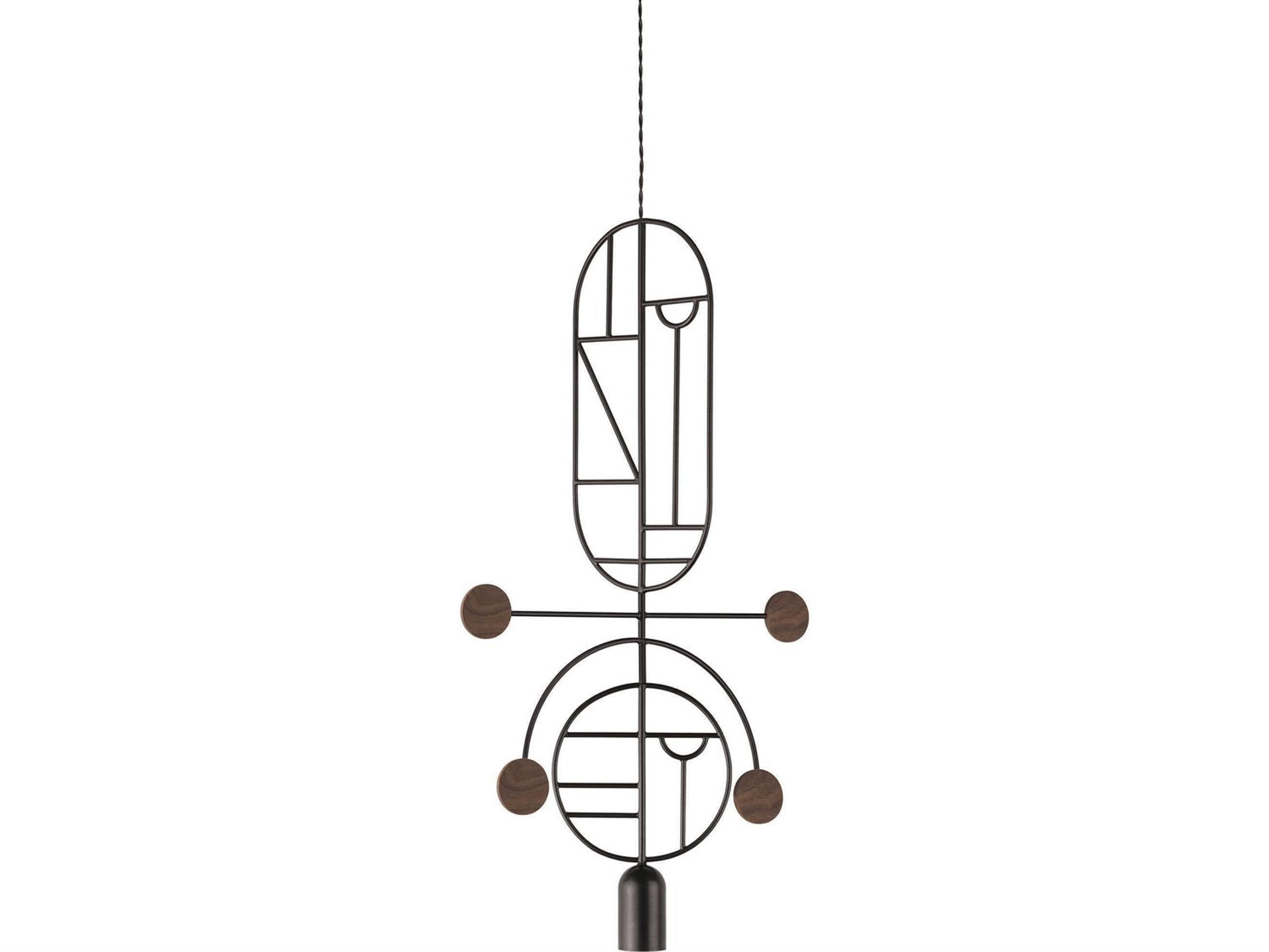 Wooden Dots 1-Light Black Walnut Geometric Pendant