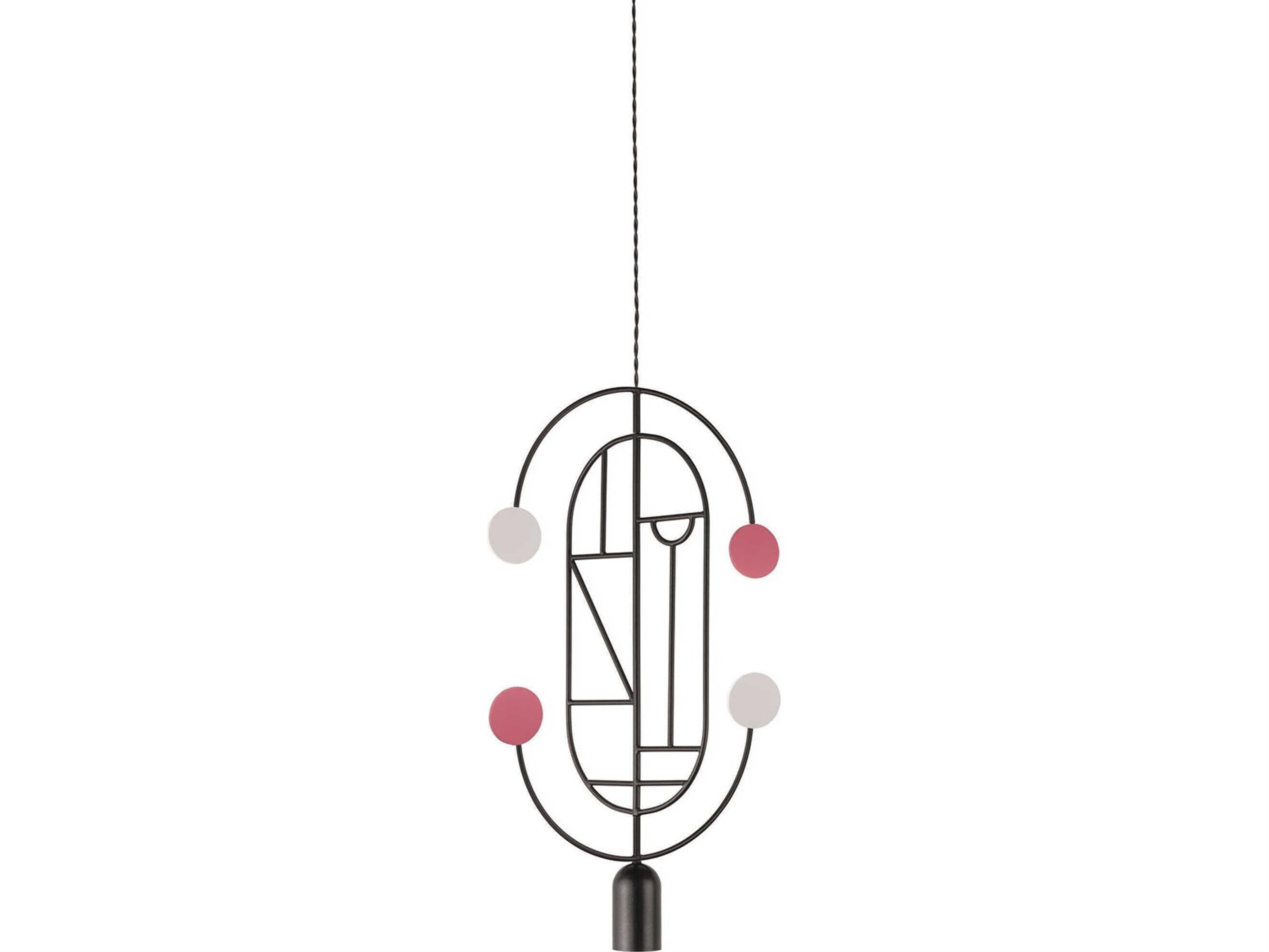 Wooden Dots 1-Light Black White Pink Geometric Pendant