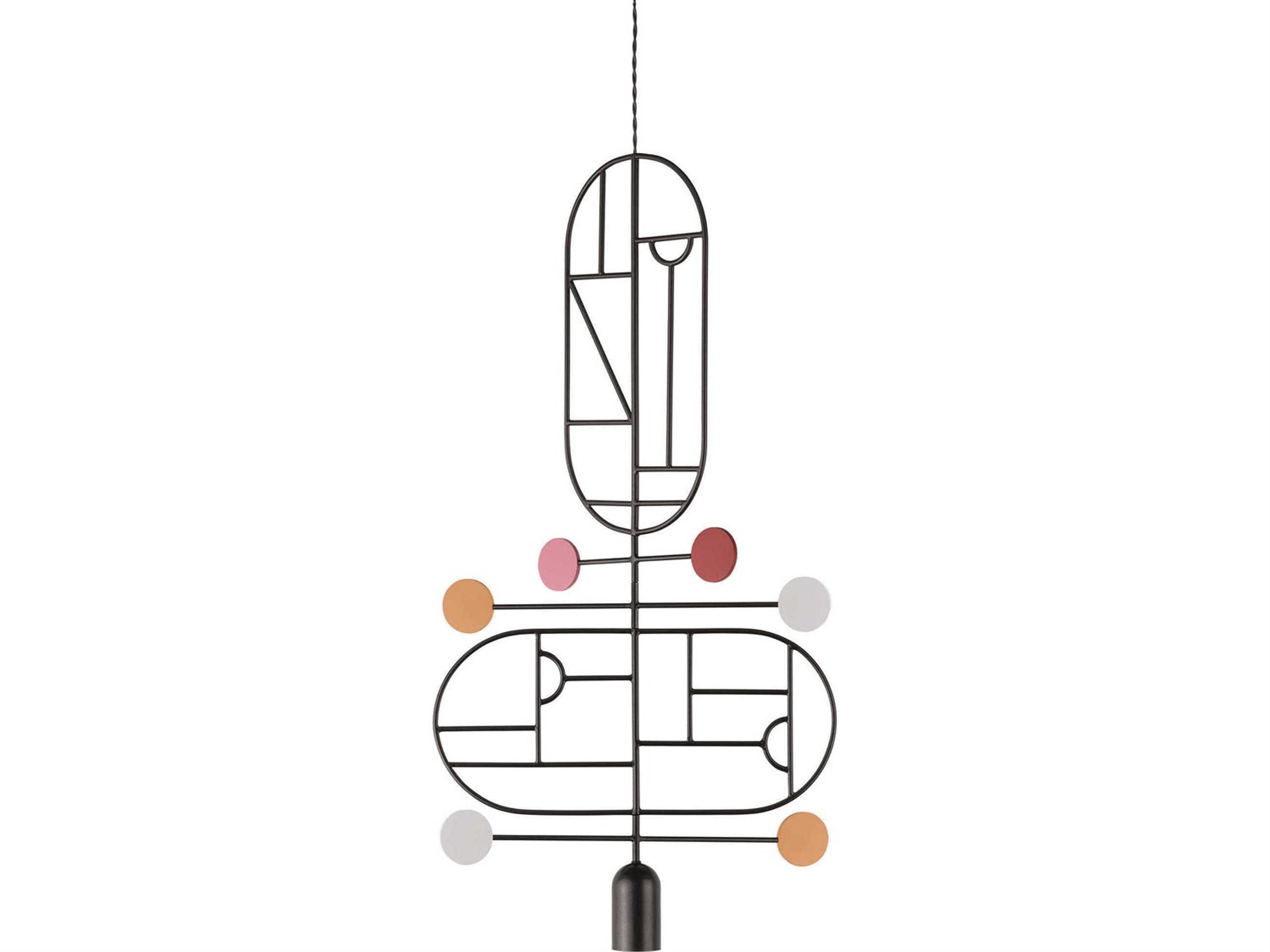 Wooden Dots 1-Light Black White Pink Orange Red Geometric Pendant