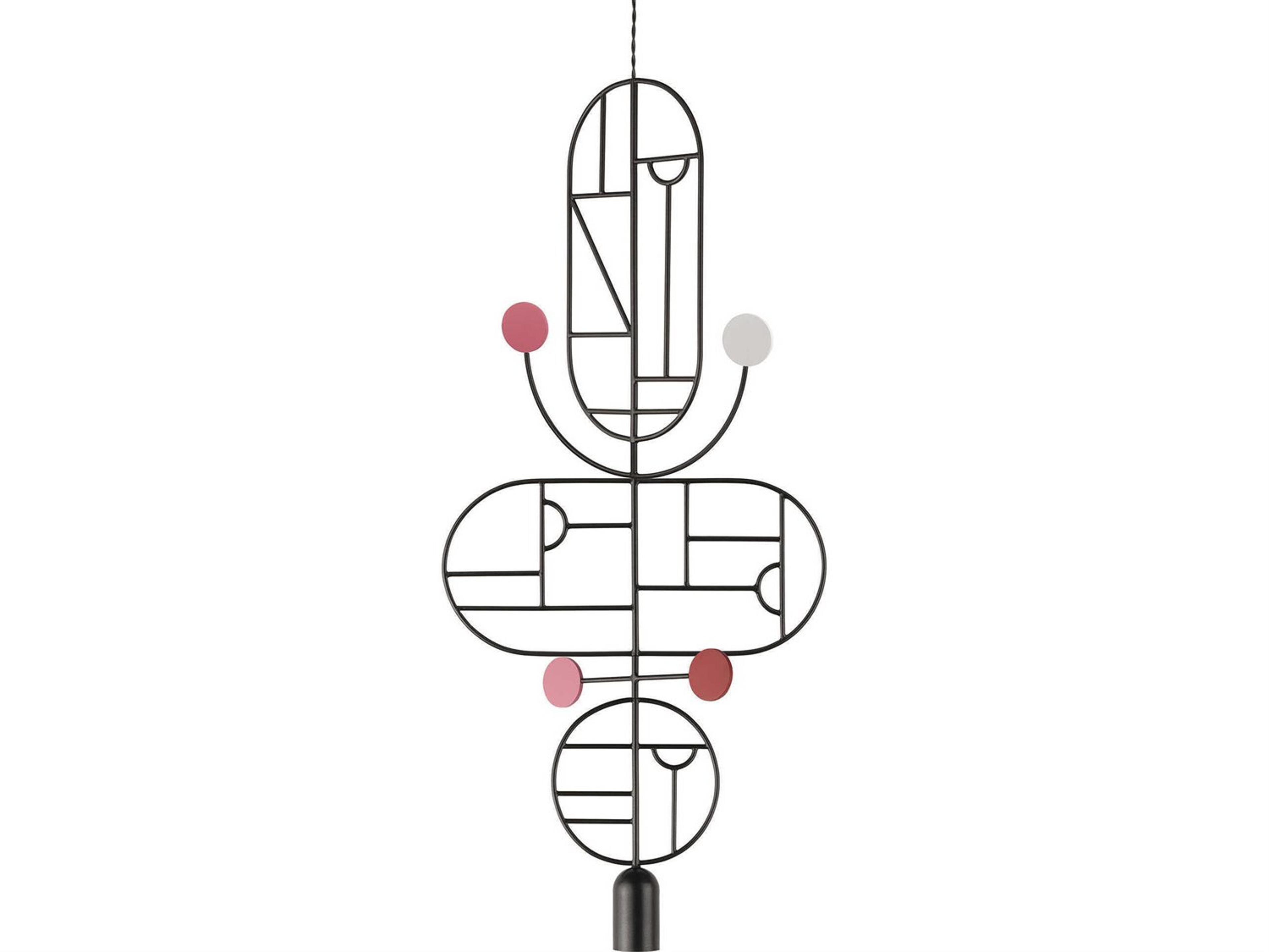 Wooden Dots 1-Light Black White Pink Red Geometric Pendant