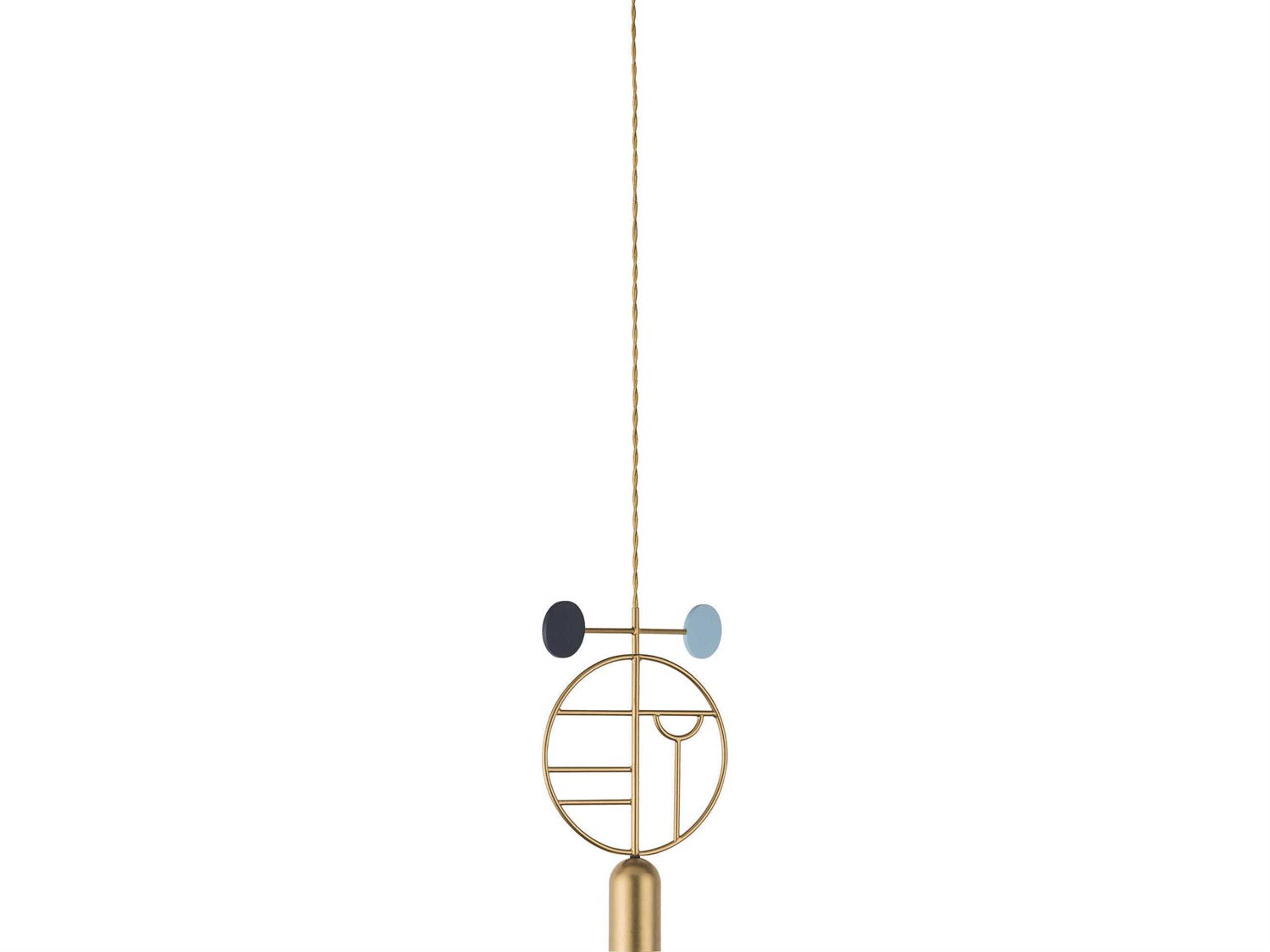 Wooden Dots 1-Light Brass Blue Geometric Mini Pendant