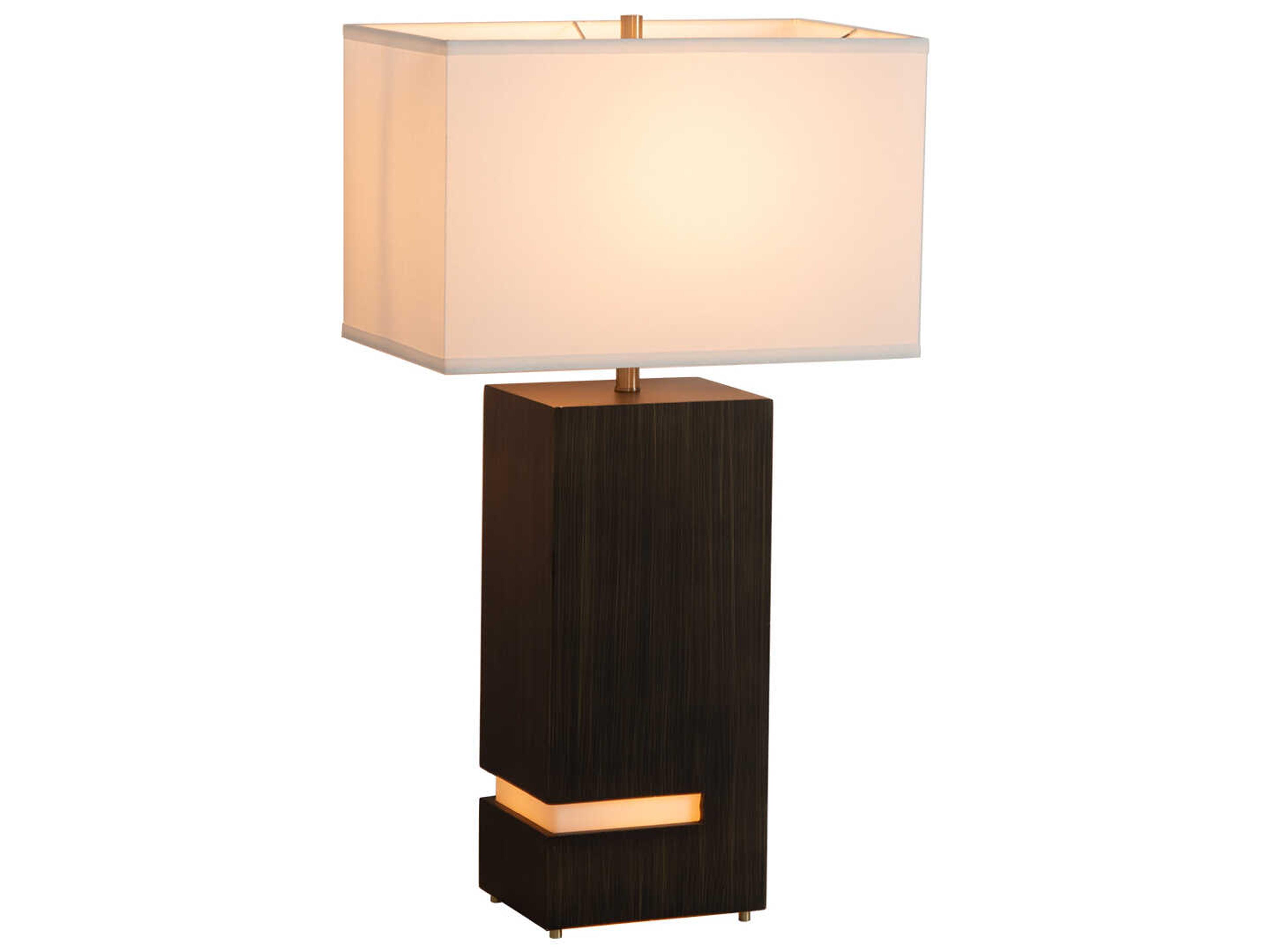 Nova Zen Ebony Weathered Brass White Linen Buffet Lamp