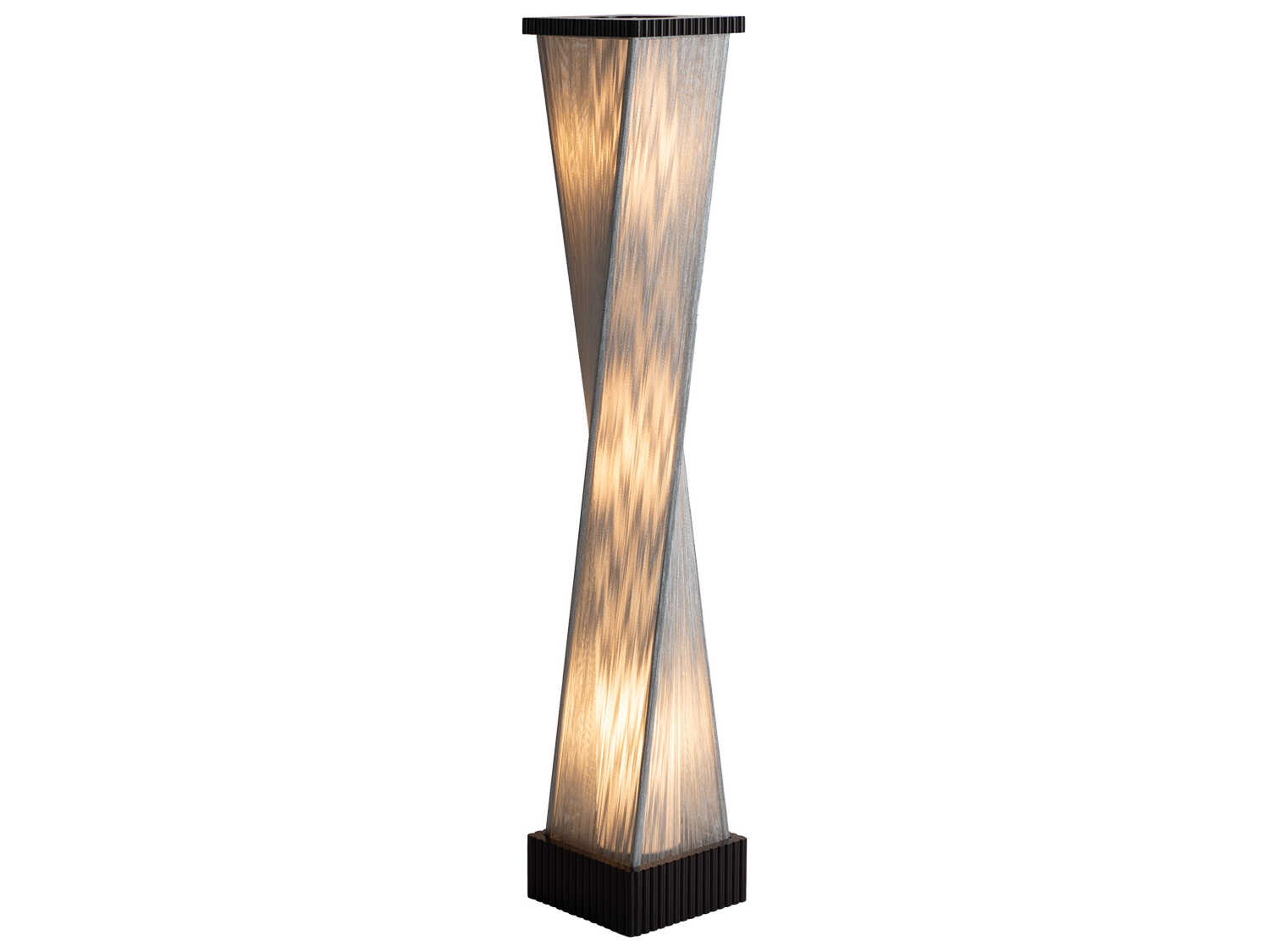 Nova Torque Ebony Silver Fabric String White Floor Lamp
