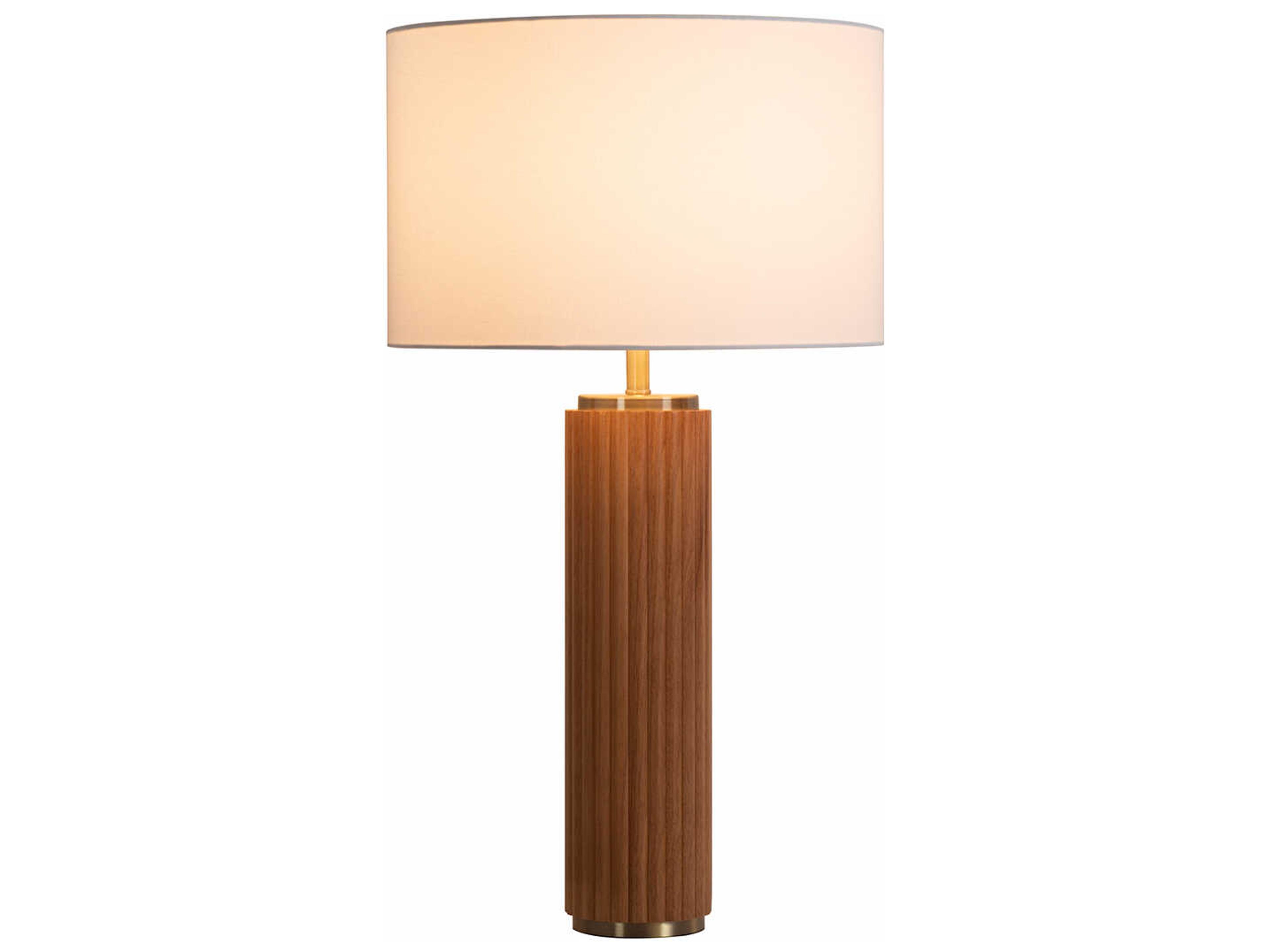 Nova Tambo Light Ash Weathered Brass White Linen Brown Buffet Lamp