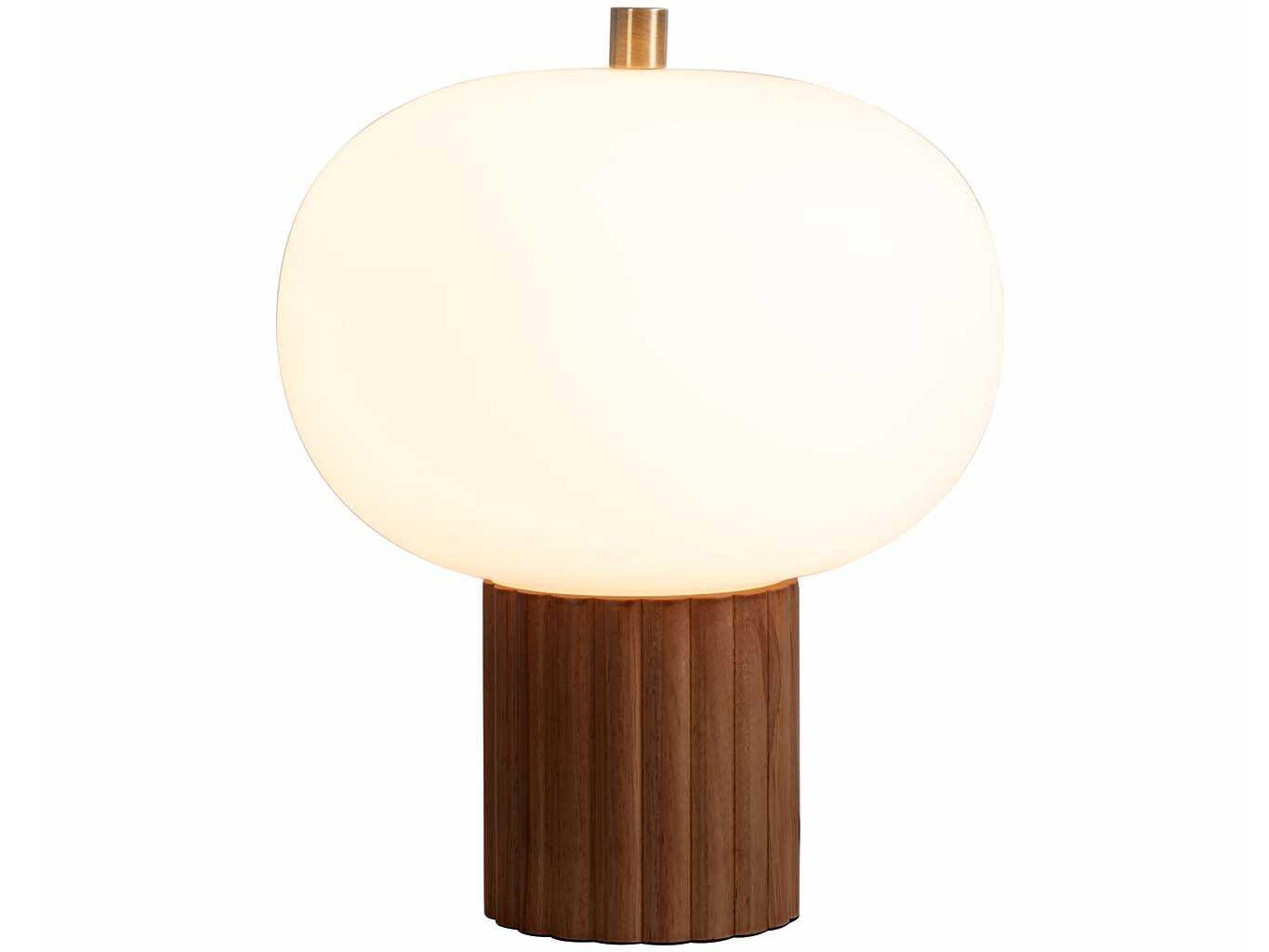 Nova Tambo Dark Walnut Weathered Brass White Linen Brown Buffet Lamp