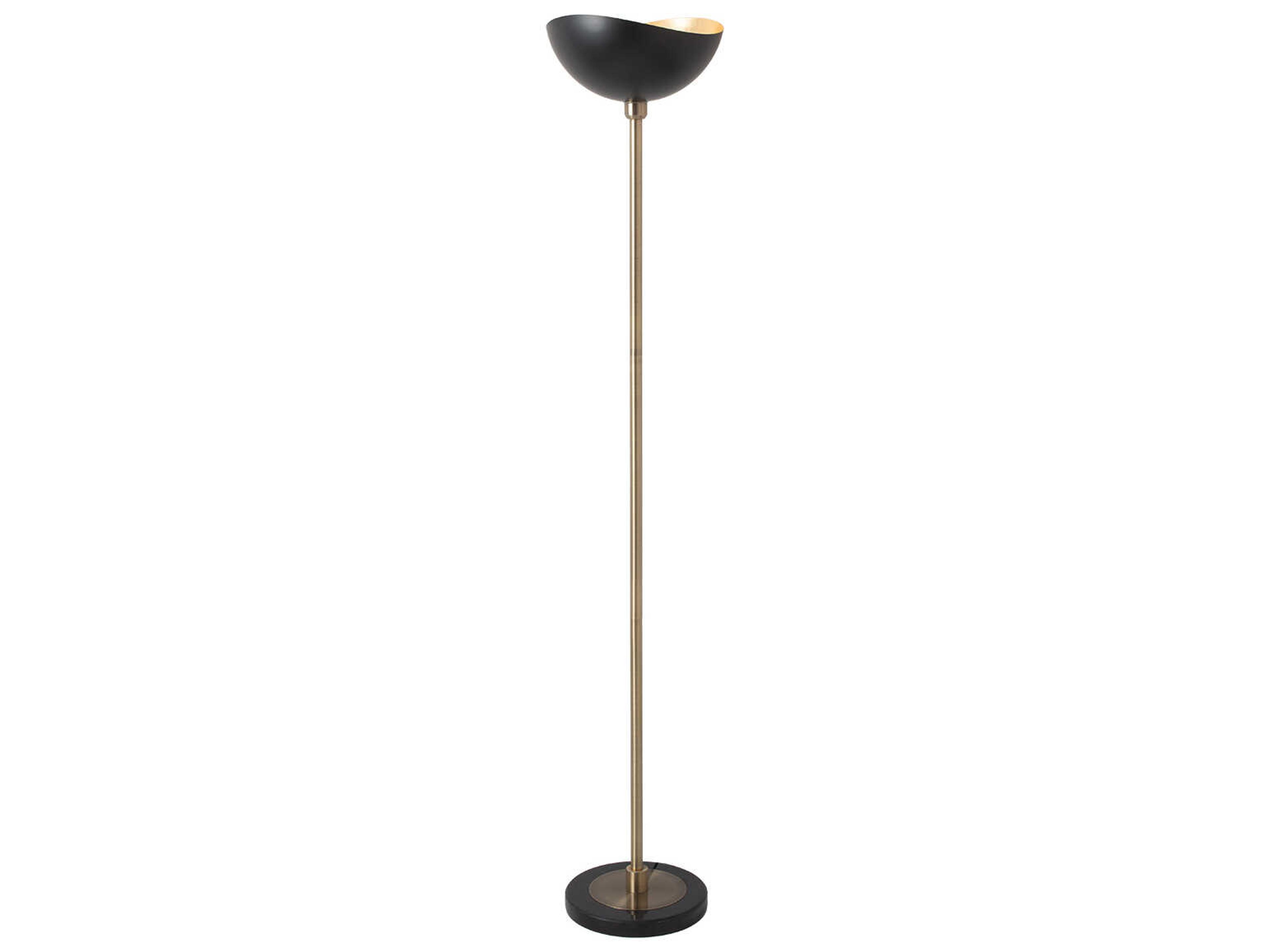Nova Luna Bella Weathered Brass Gold Leaf Steel Black Floor Lamp