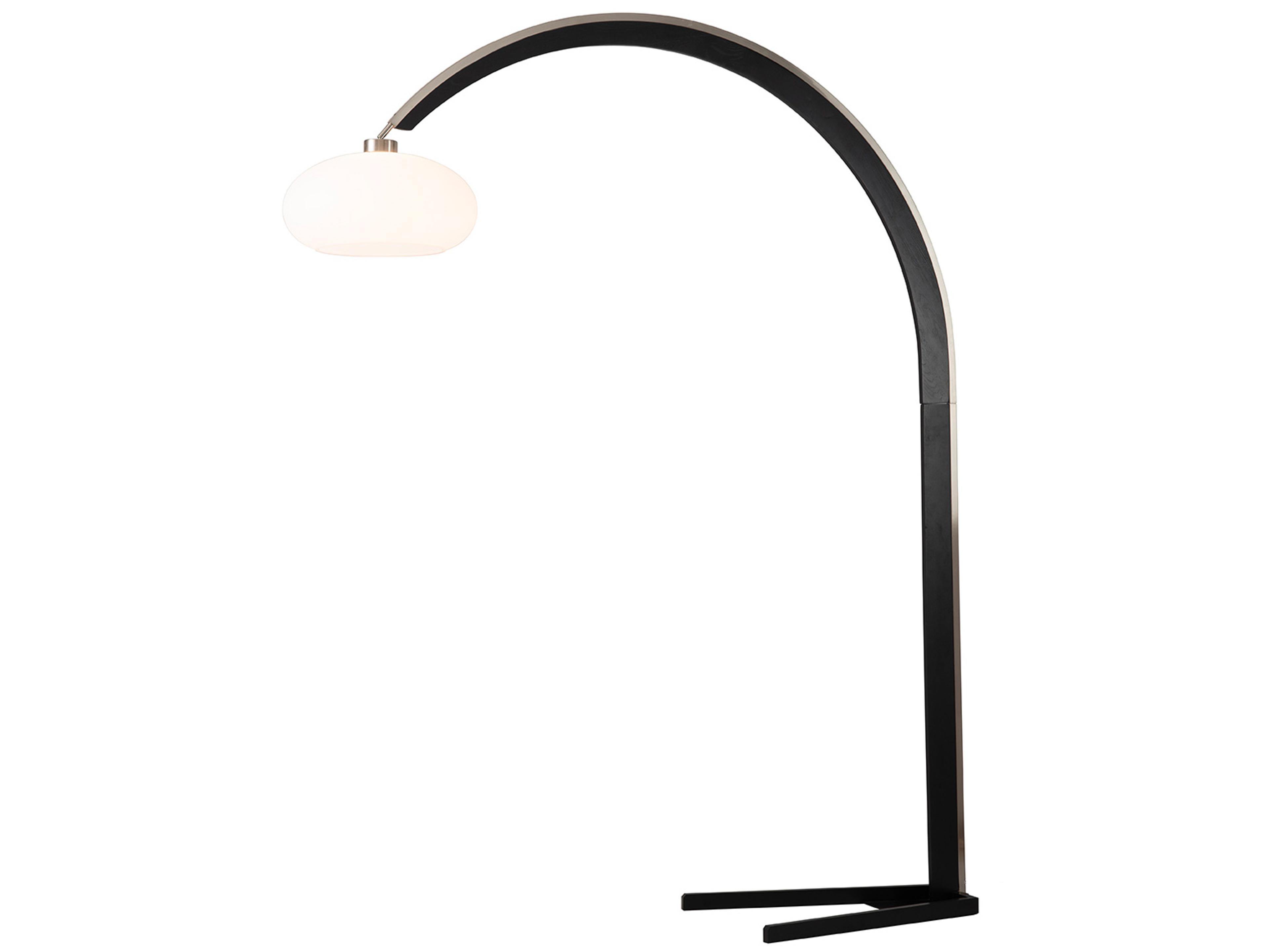 Nova Historical Re-Issue Vaulted Satin Nickel Espresso White Lucite Brass Floor Lamp