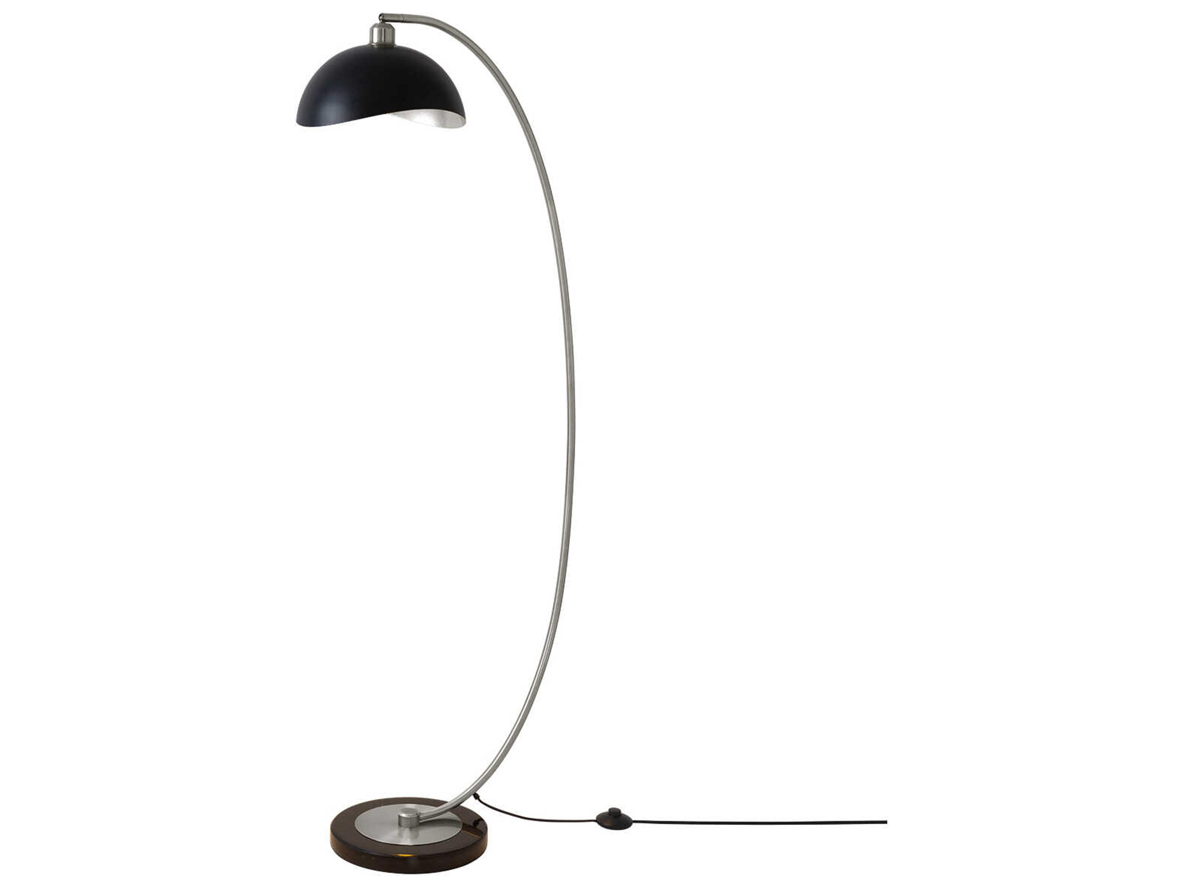 Nova Luna Bella Matte Black Silver Leaf Steel Floor Lamp
