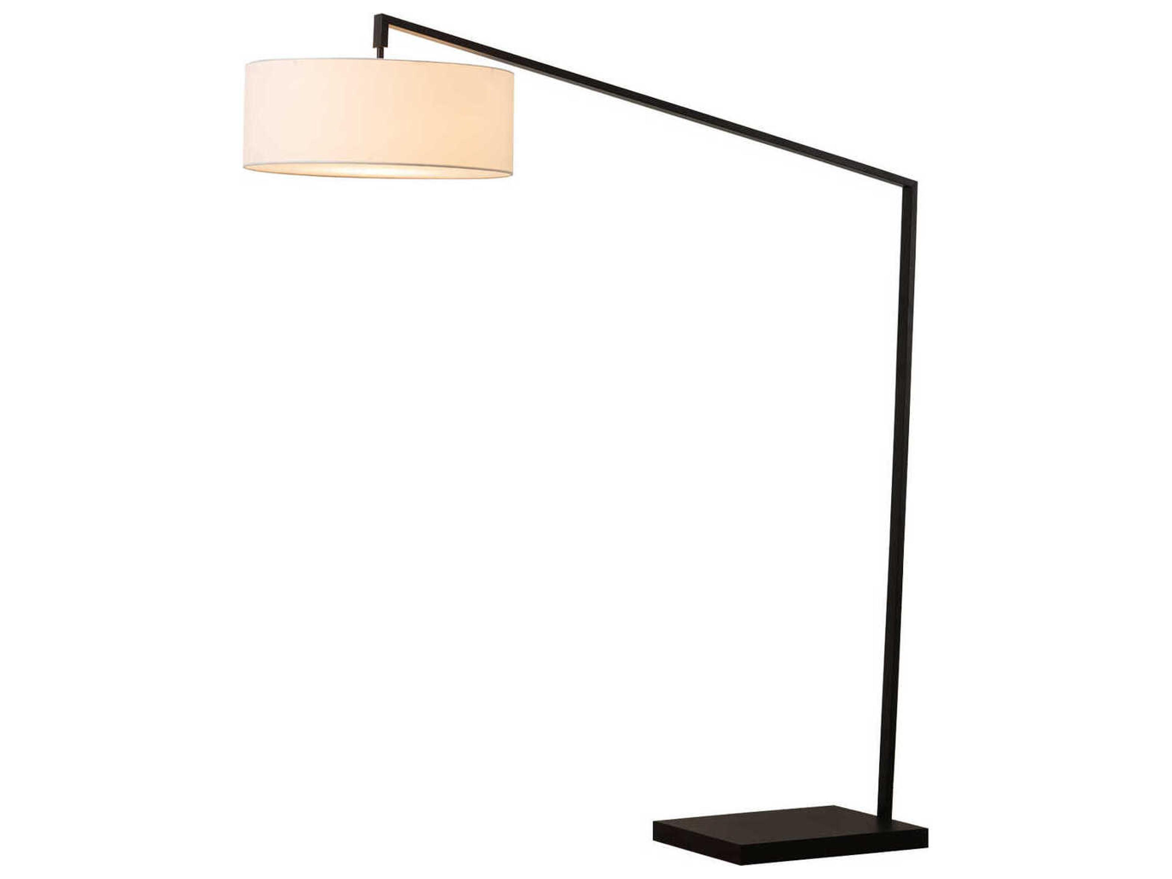 Nova Stretch Black Dark Brown White Linen Floor Lamp