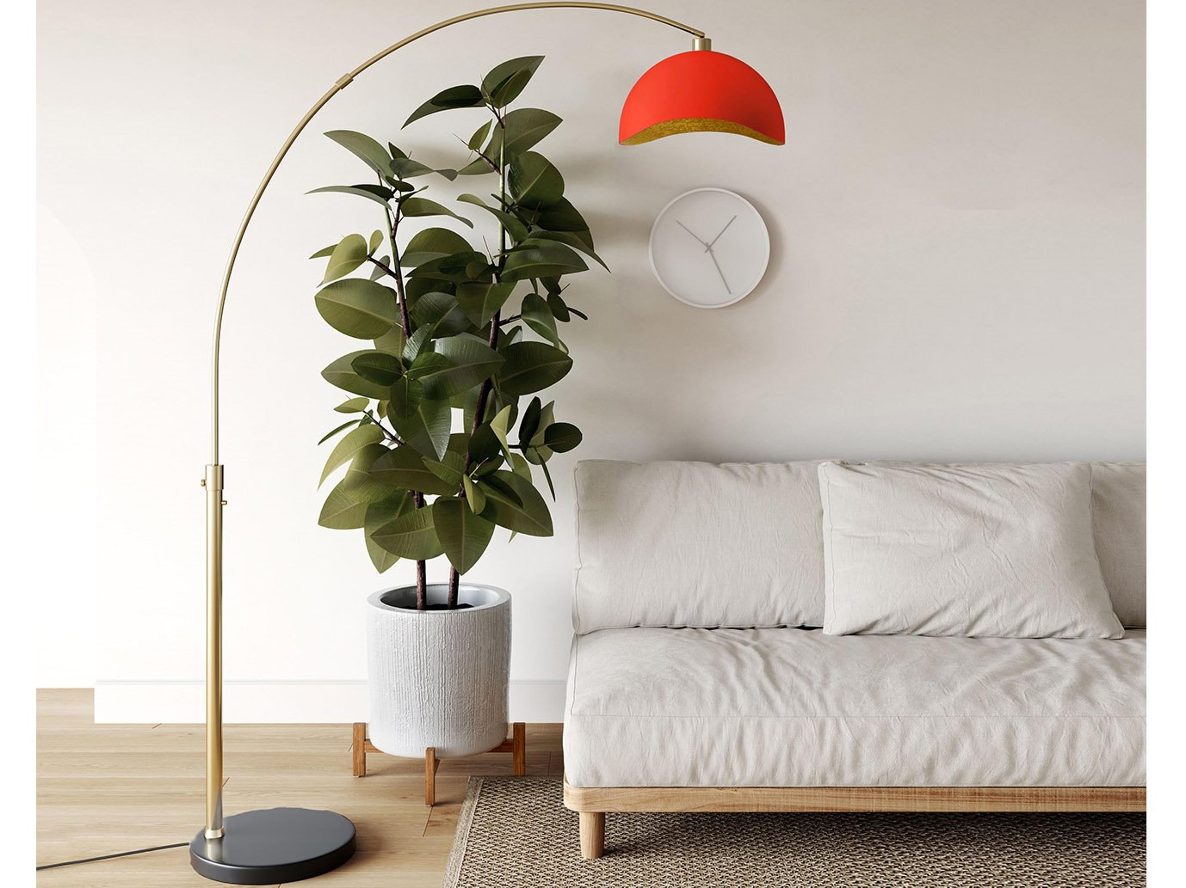 Nova Luna Bella Weathered Brass & Red Floor Lamp