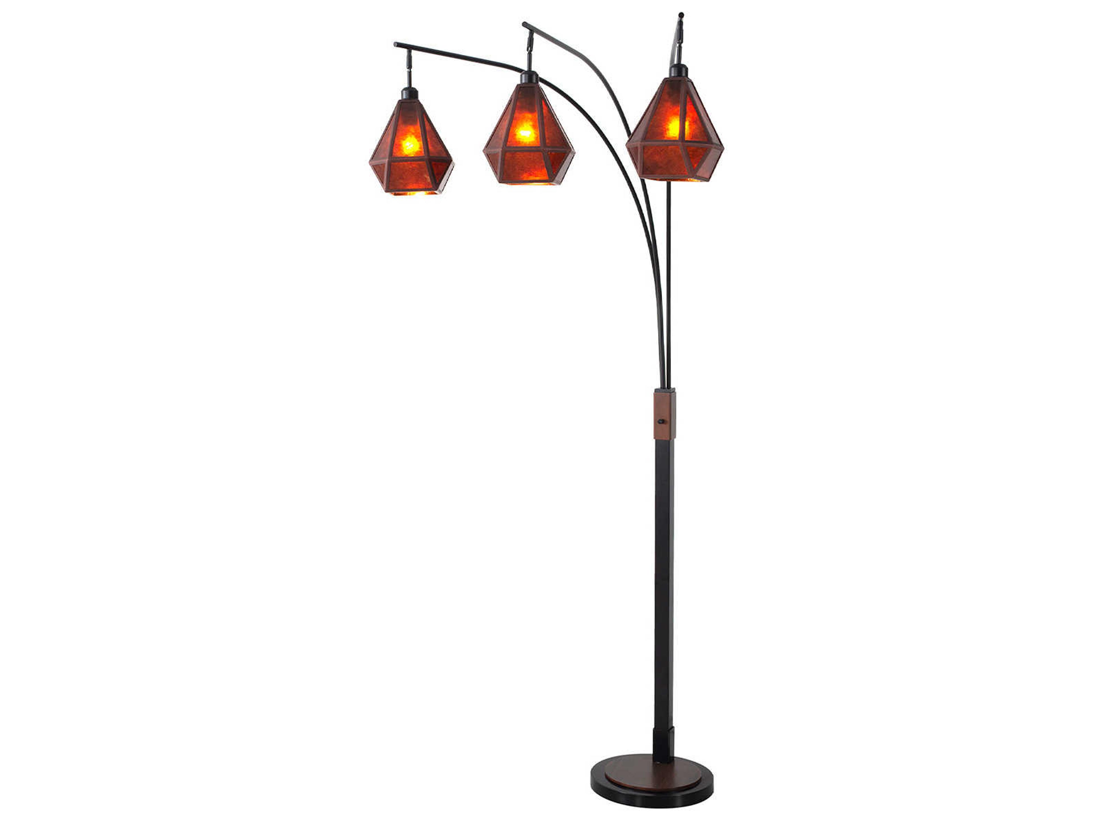 Nova Artifact Bronze Matte Black Amber Mica Brown Floor Lamp