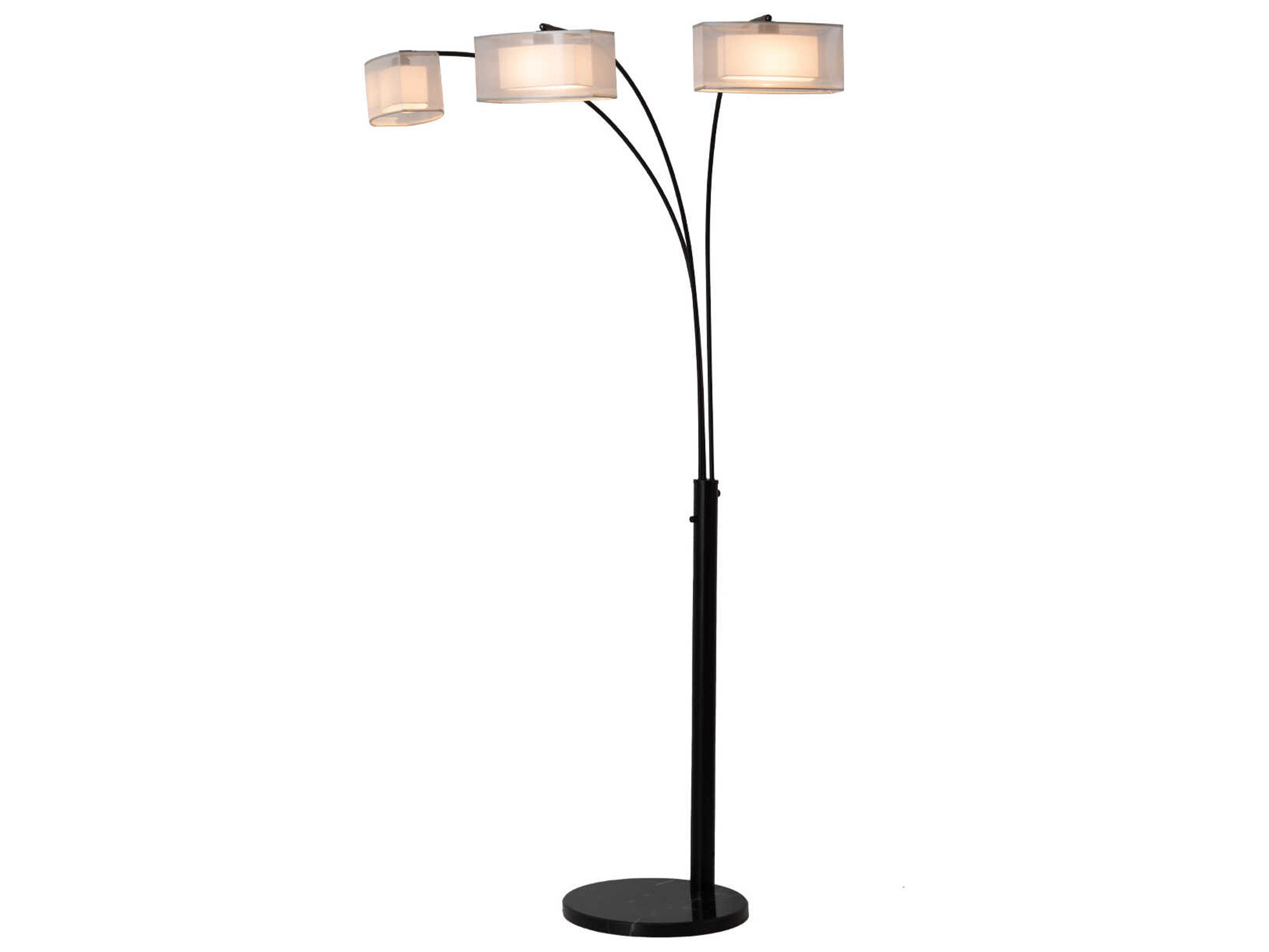 Nova Amarillo Matte Black White Organza Floor Lamp